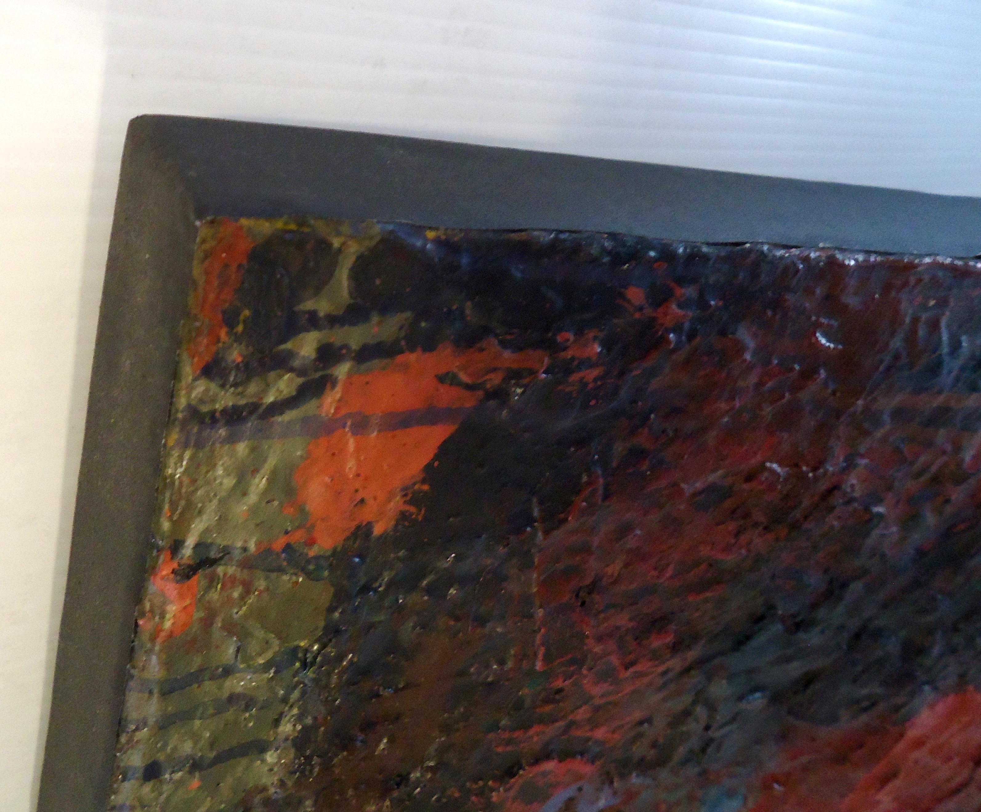 Midcentury Abstract Painting Signed by Artist In Good Condition For Sale In Brooklyn, NY