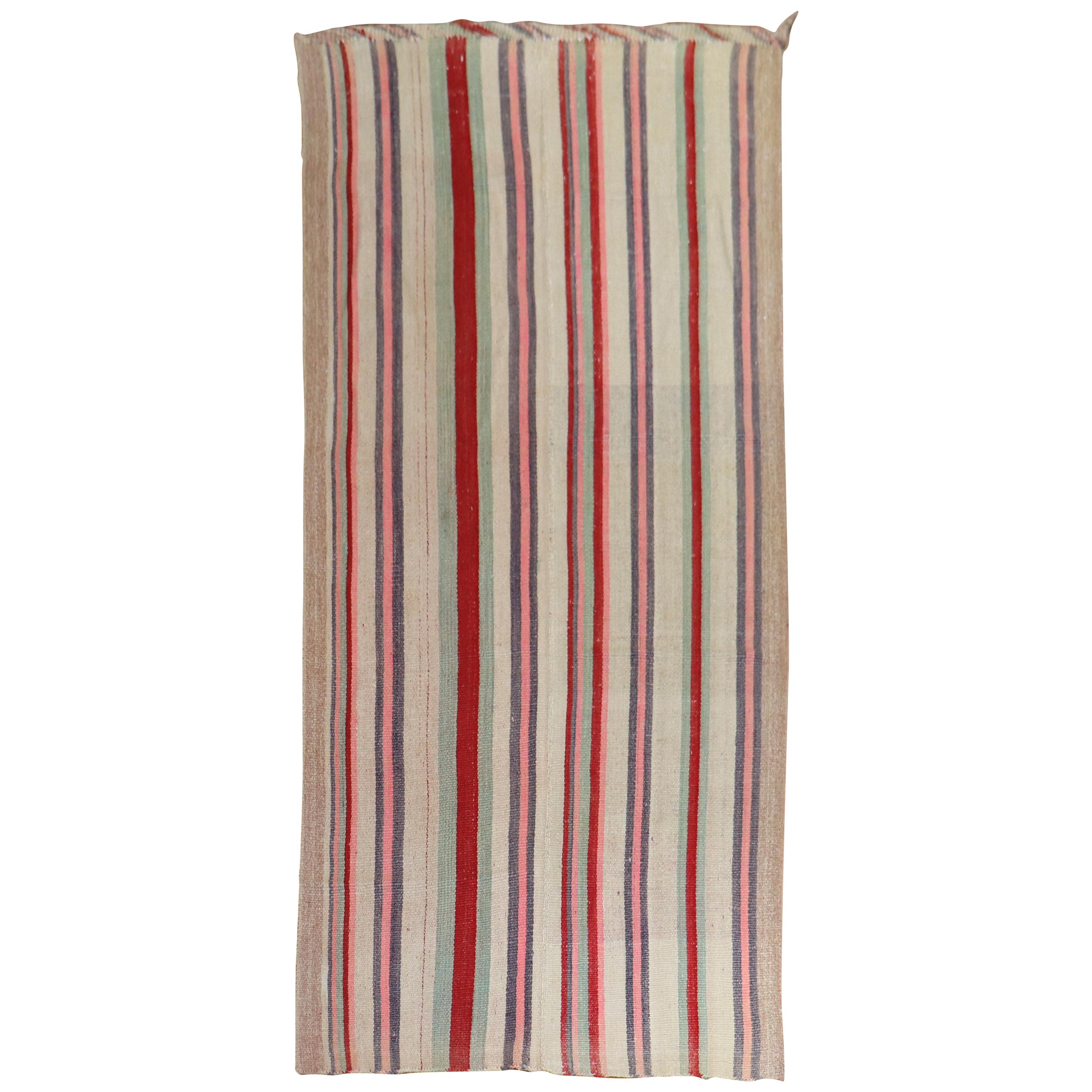 A Long Striped Wool Kilim Runner For Sale at 1stDibs