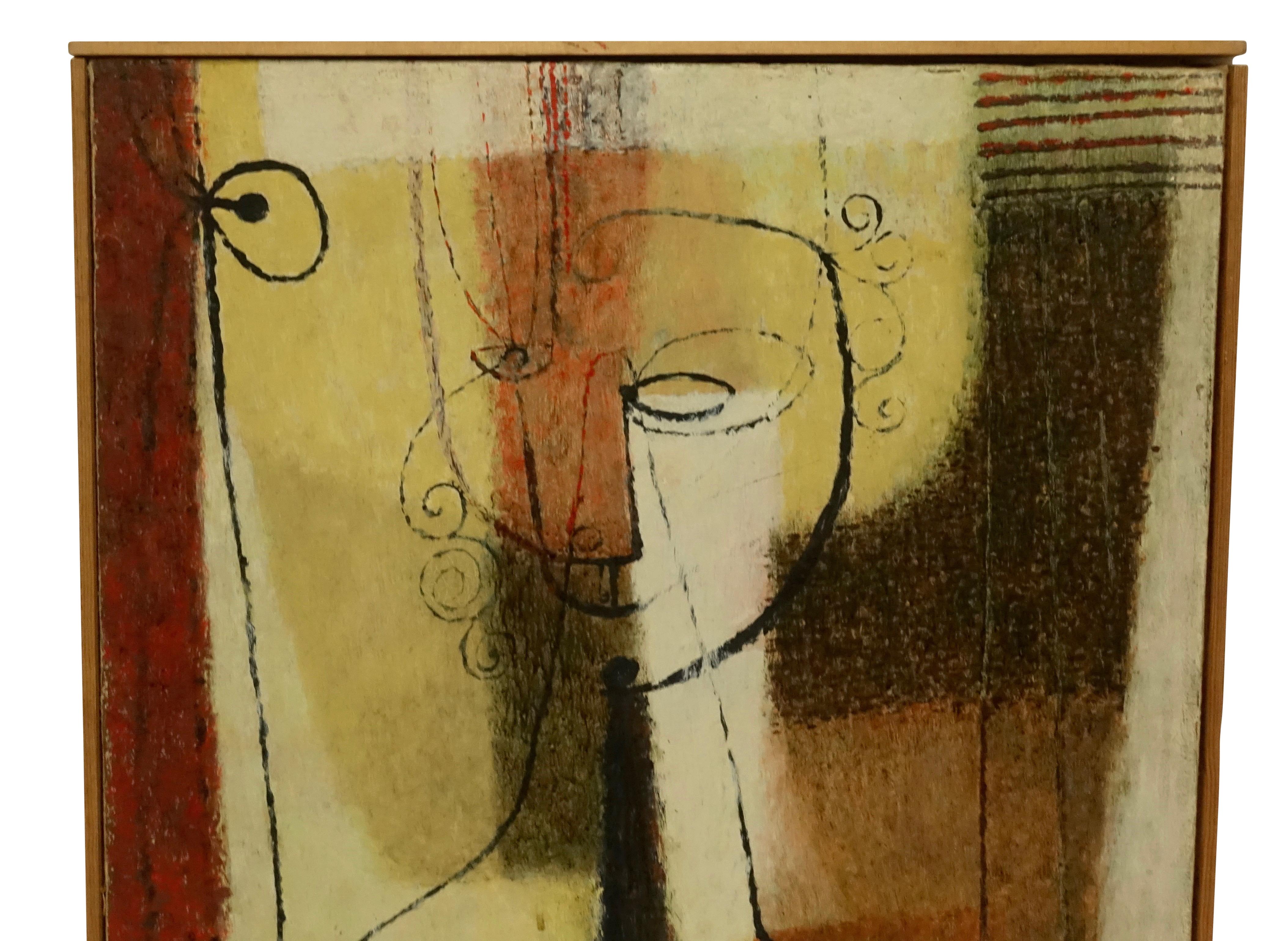 Mid-Century Modern Midcentury Abstract Portrait Painting of a Woman, American, 1951 For Sale