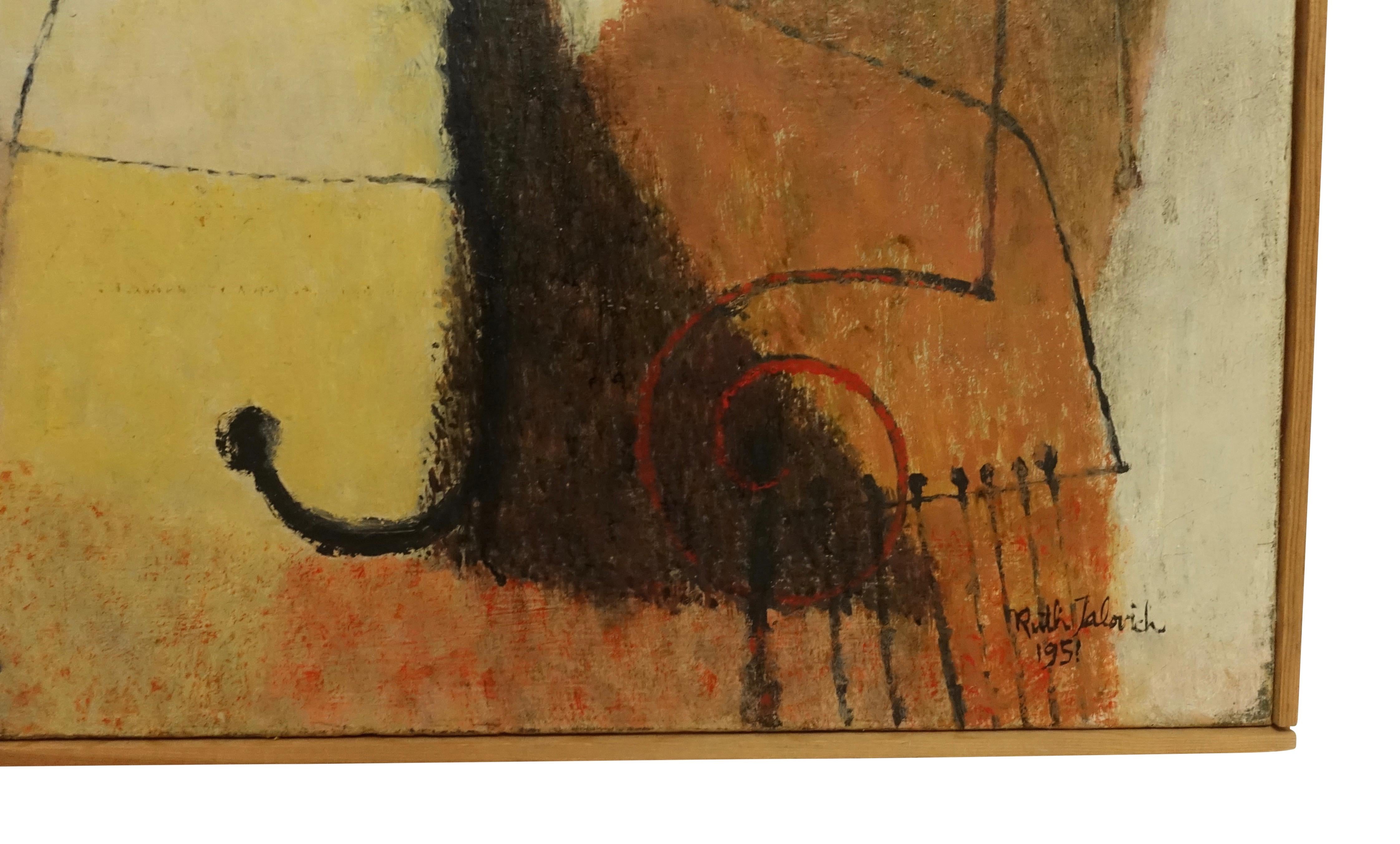 20th Century Midcentury Abstract Portrait Painting of a Woman, American, 1951 For Sale
