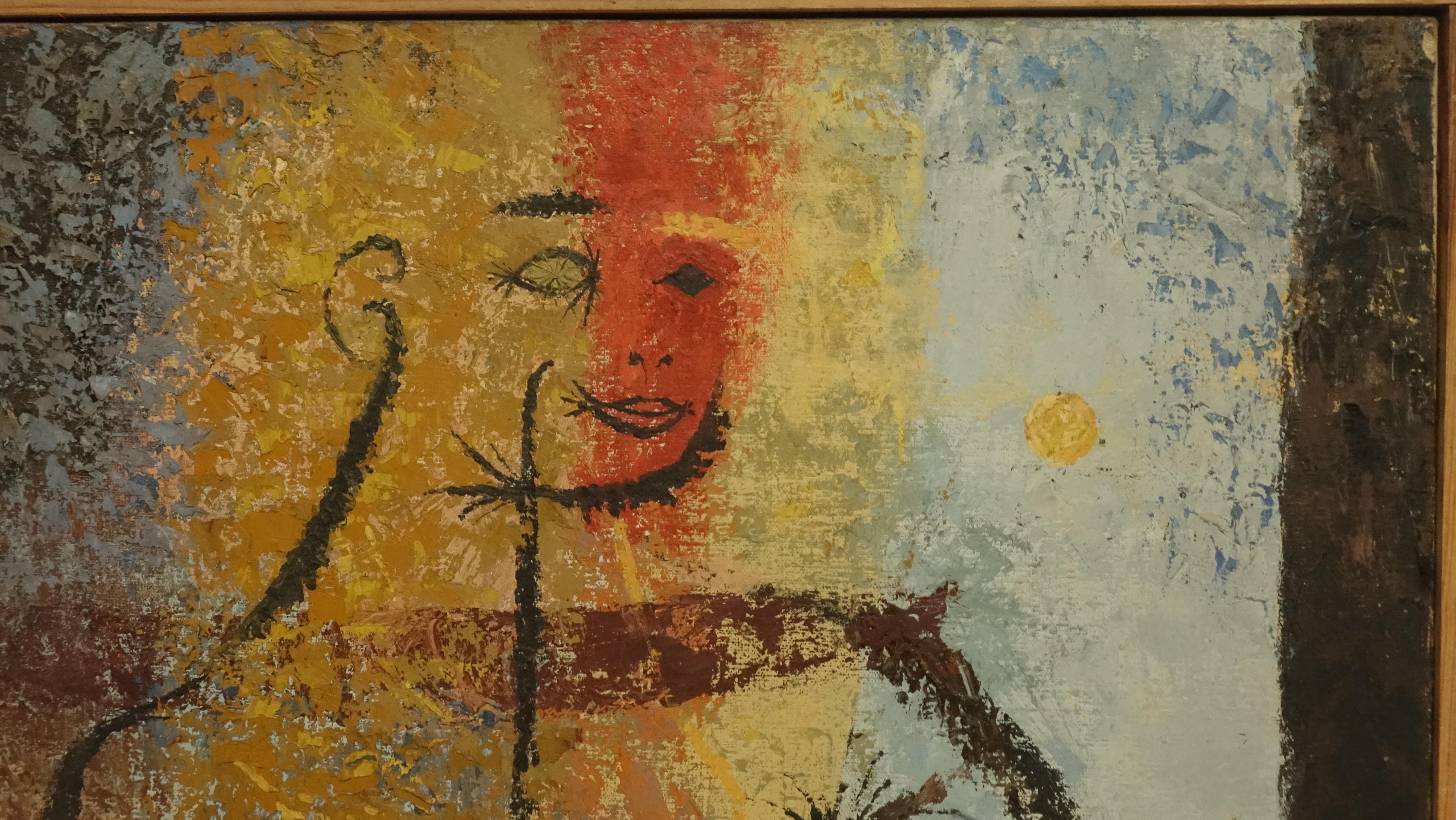 Midcentury Abstract Figural Painting, American, 1954 For Sale 1