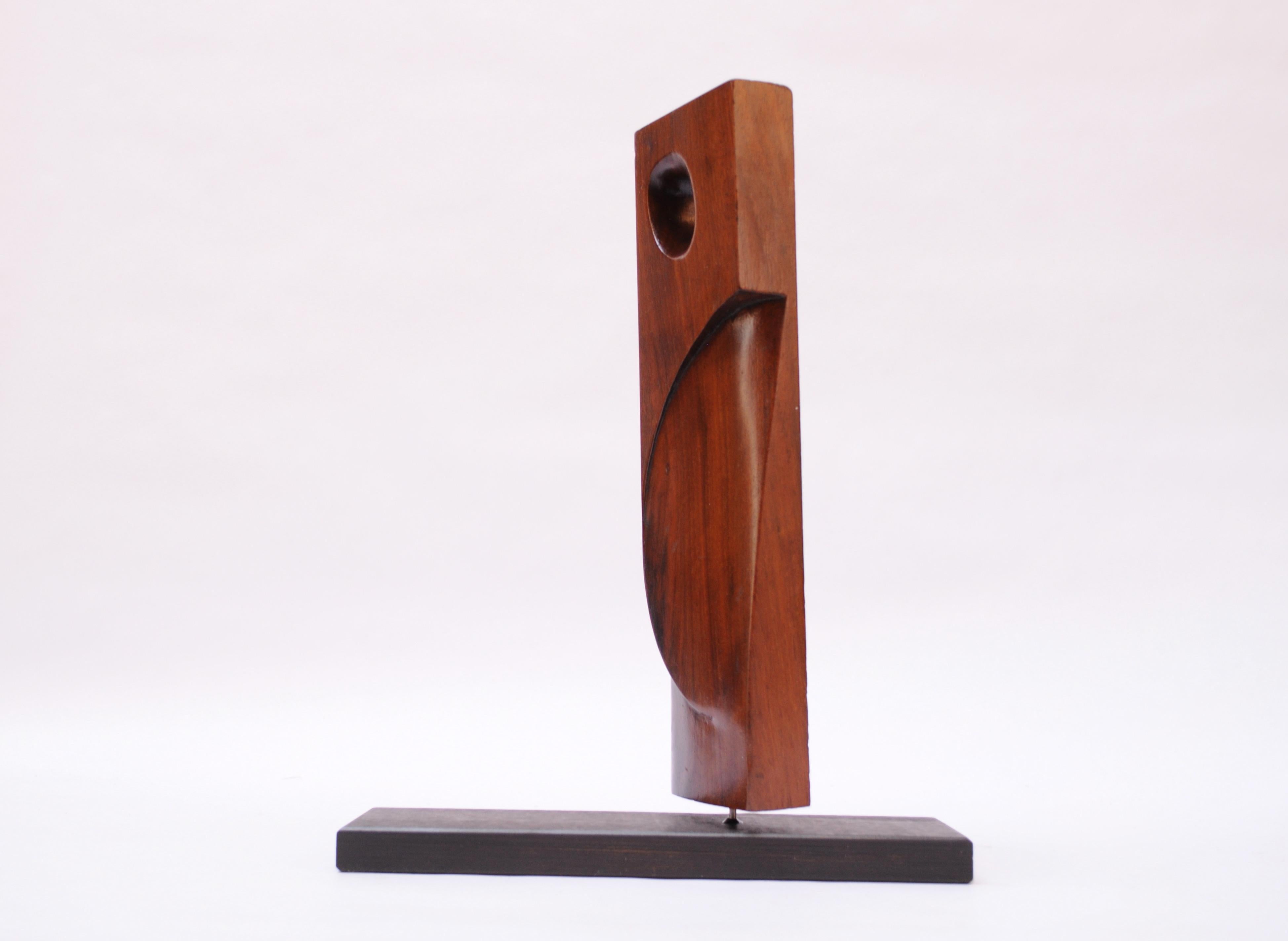 Mid-Century Abstract Rosewood Mounted Sculpture 4