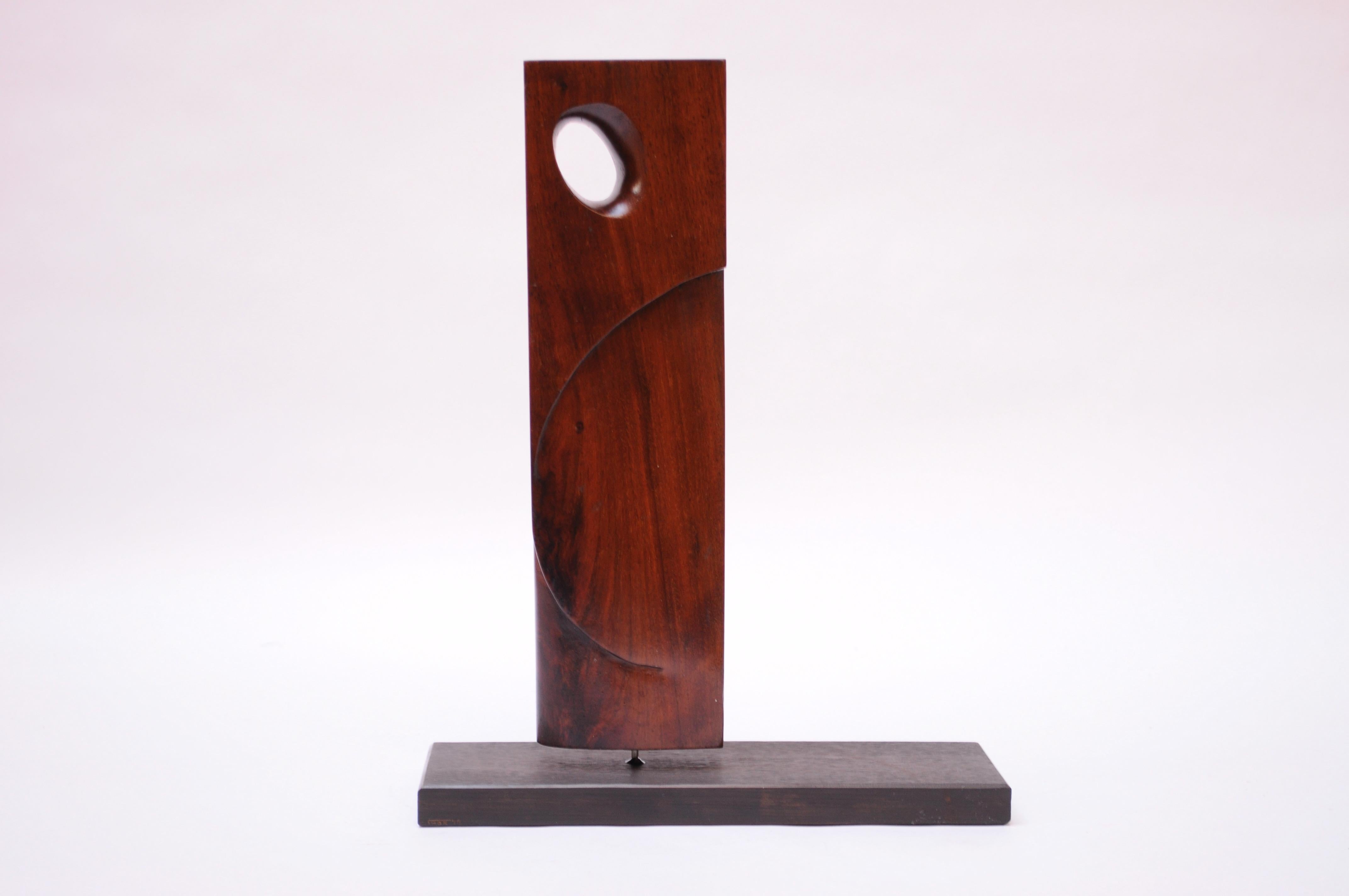 Mid-Century Abstract Rosewood Mounted Sculpture 5
