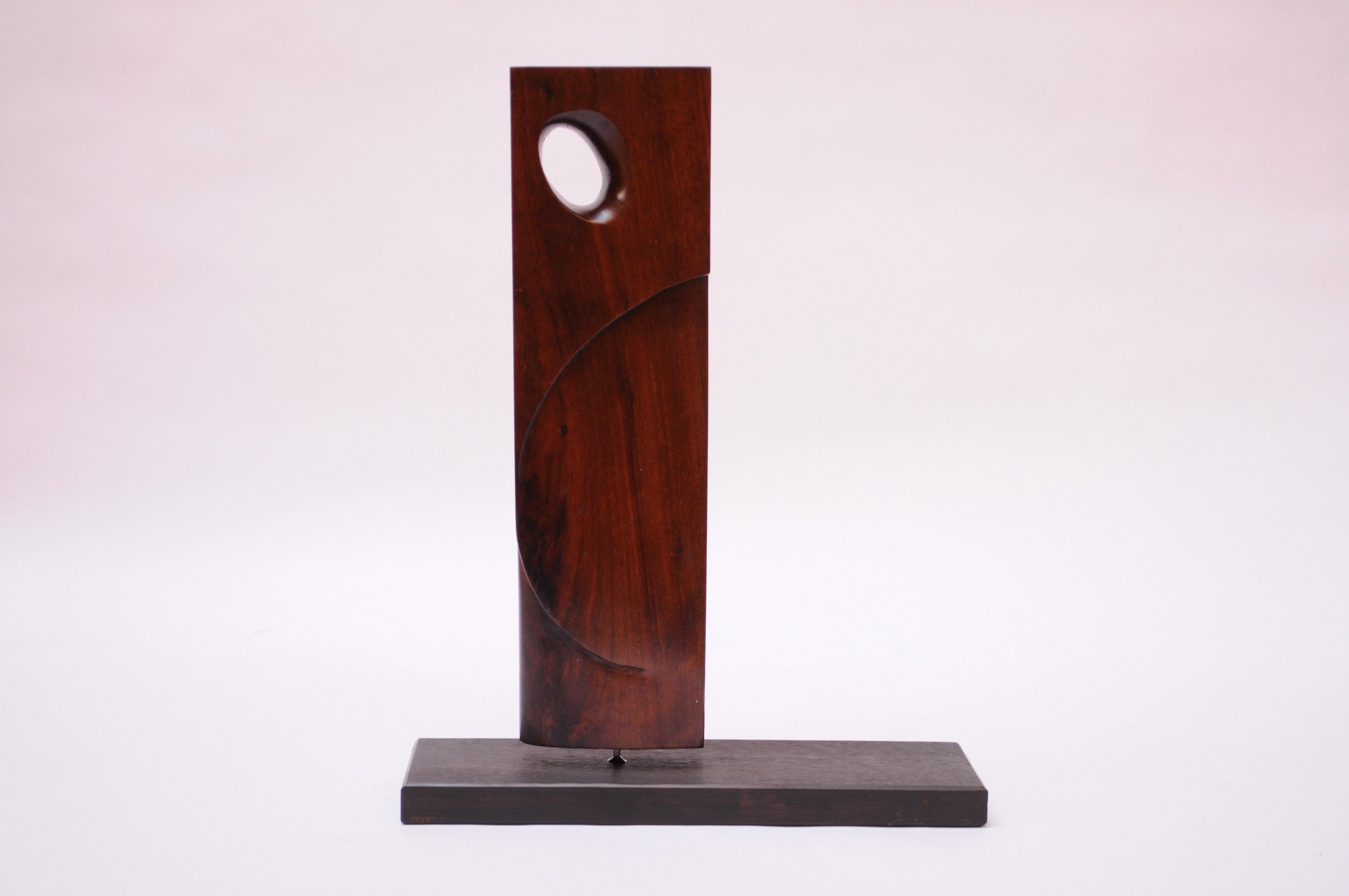 Mid-Century Abstract Rosewood Mounted Sculpture 6