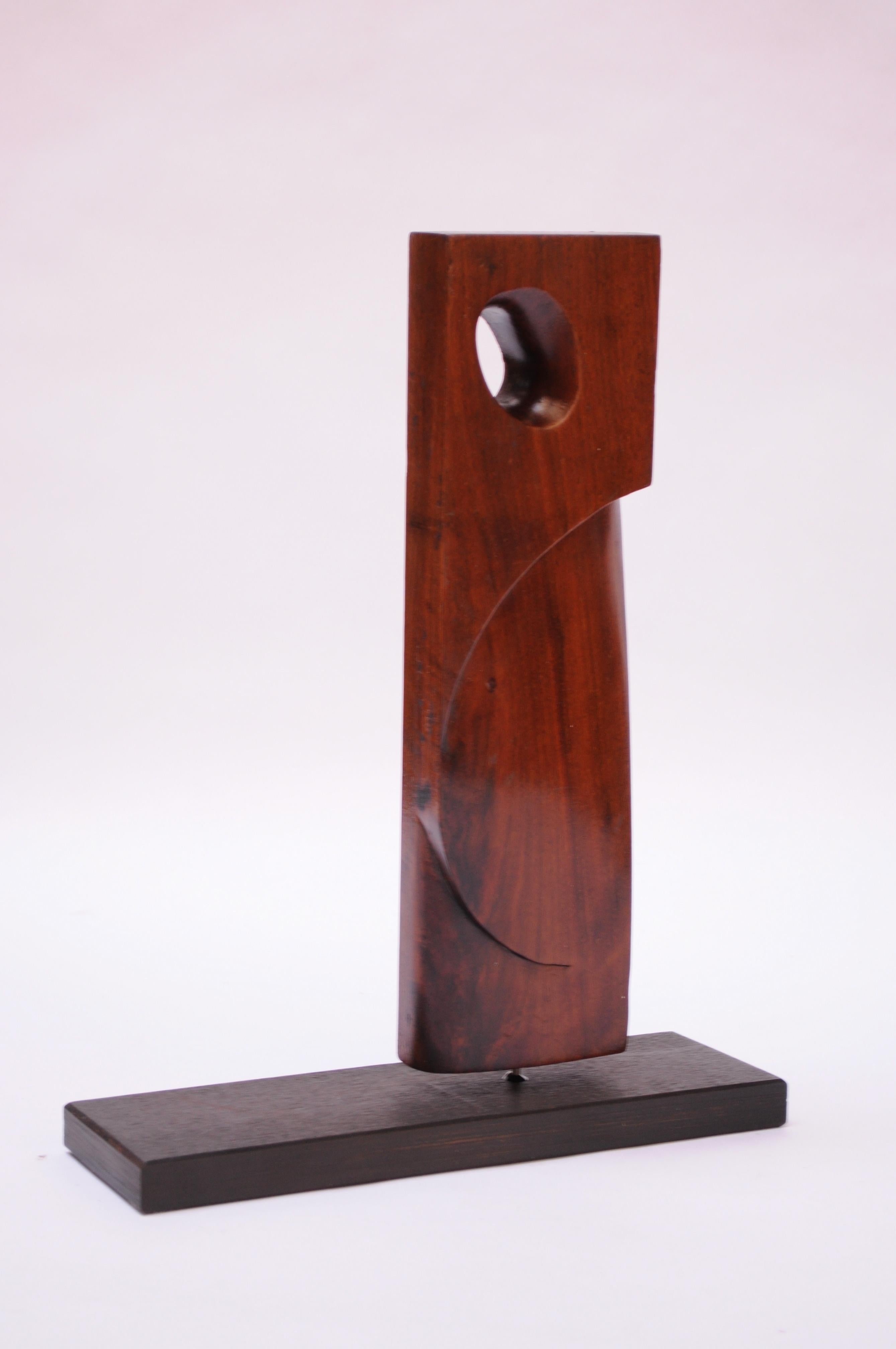 American Mid-Century Abstract Rosewood Mounted Sculpture