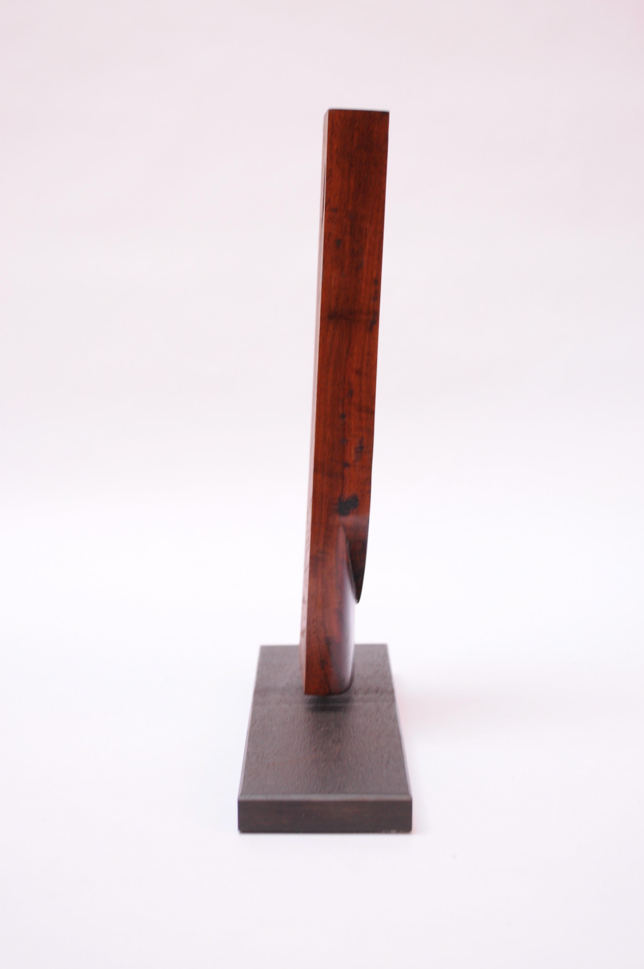 Ebonized Mid-Century Abstract Rosewood Mounted Sculpture