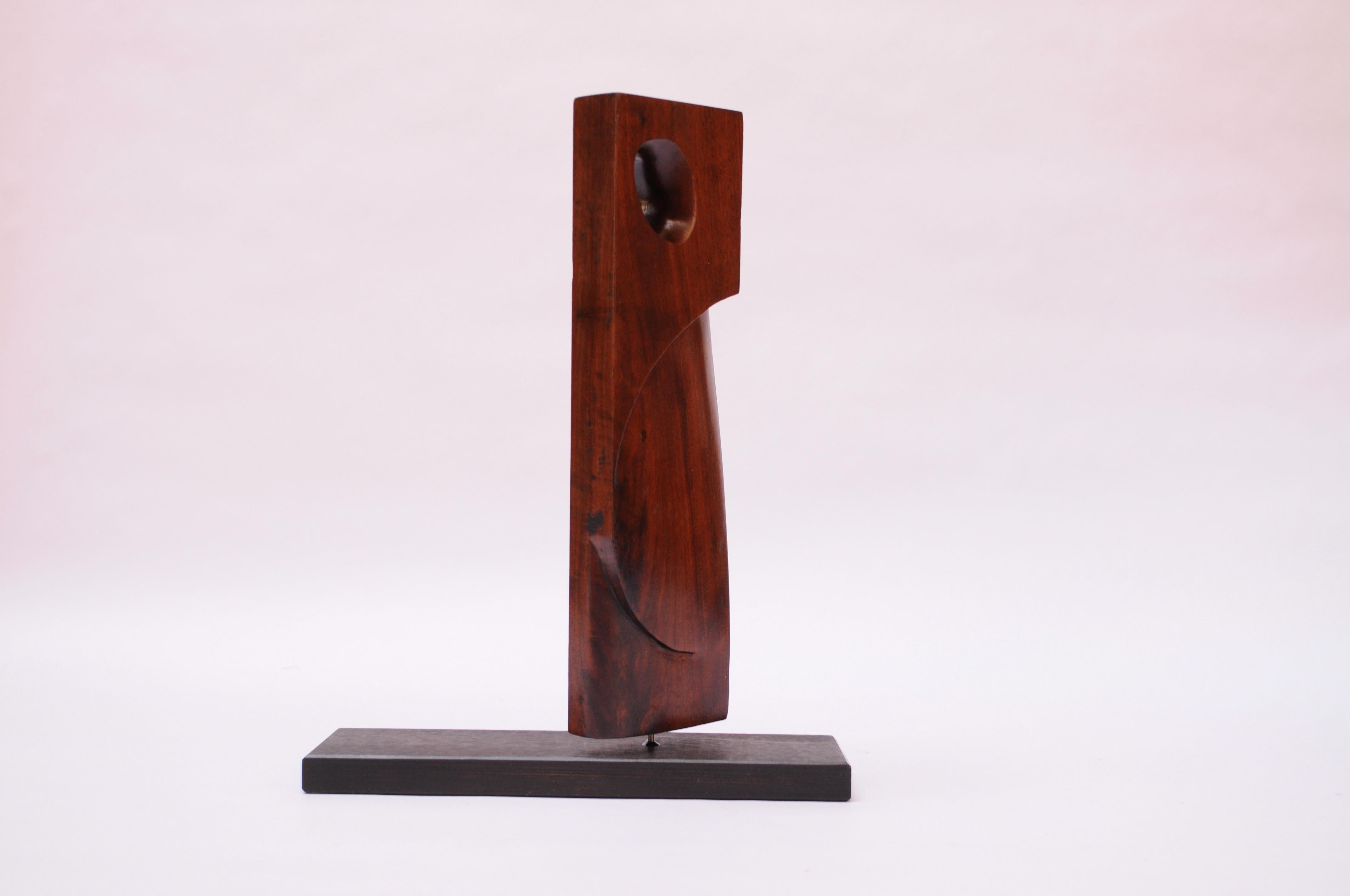 Mid-Century Abstract Rosewood Mounted Sculpture 2