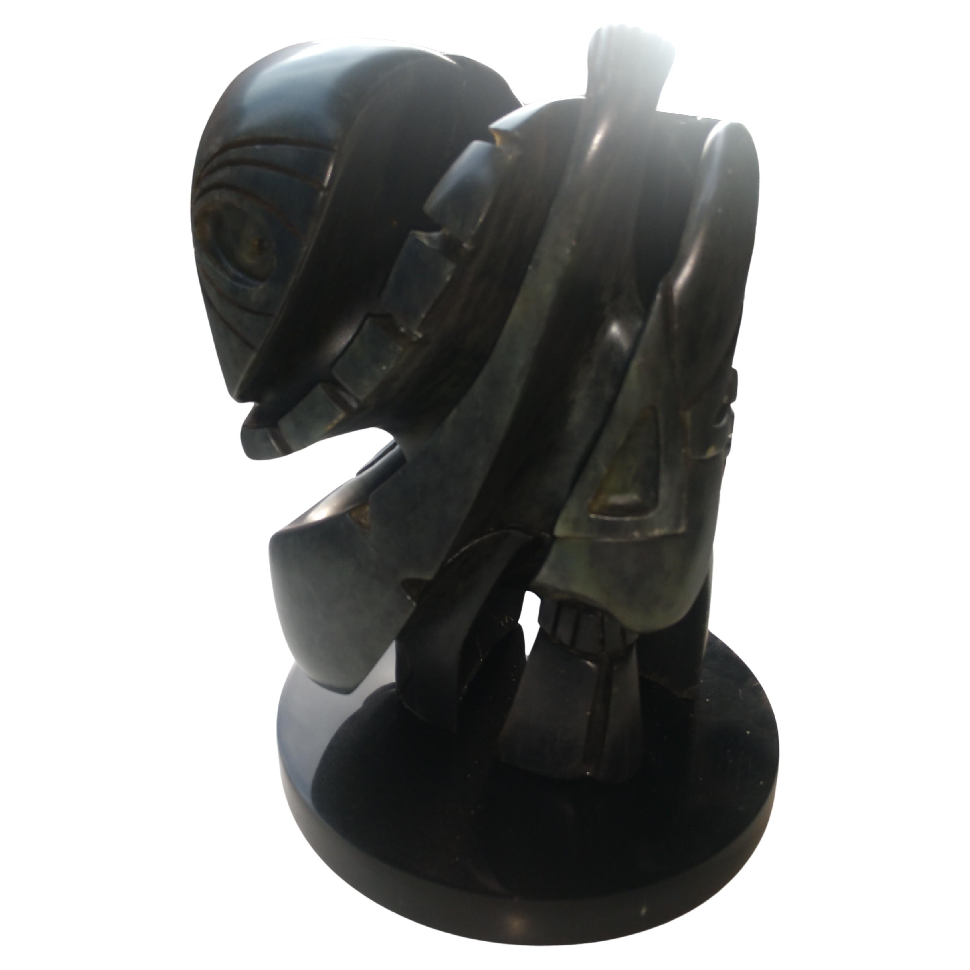 Moderne Figures sculpturales abstraites en pierre sculptée de l'artiste Louise Abrams, du milieu du siècle dernier en vente
