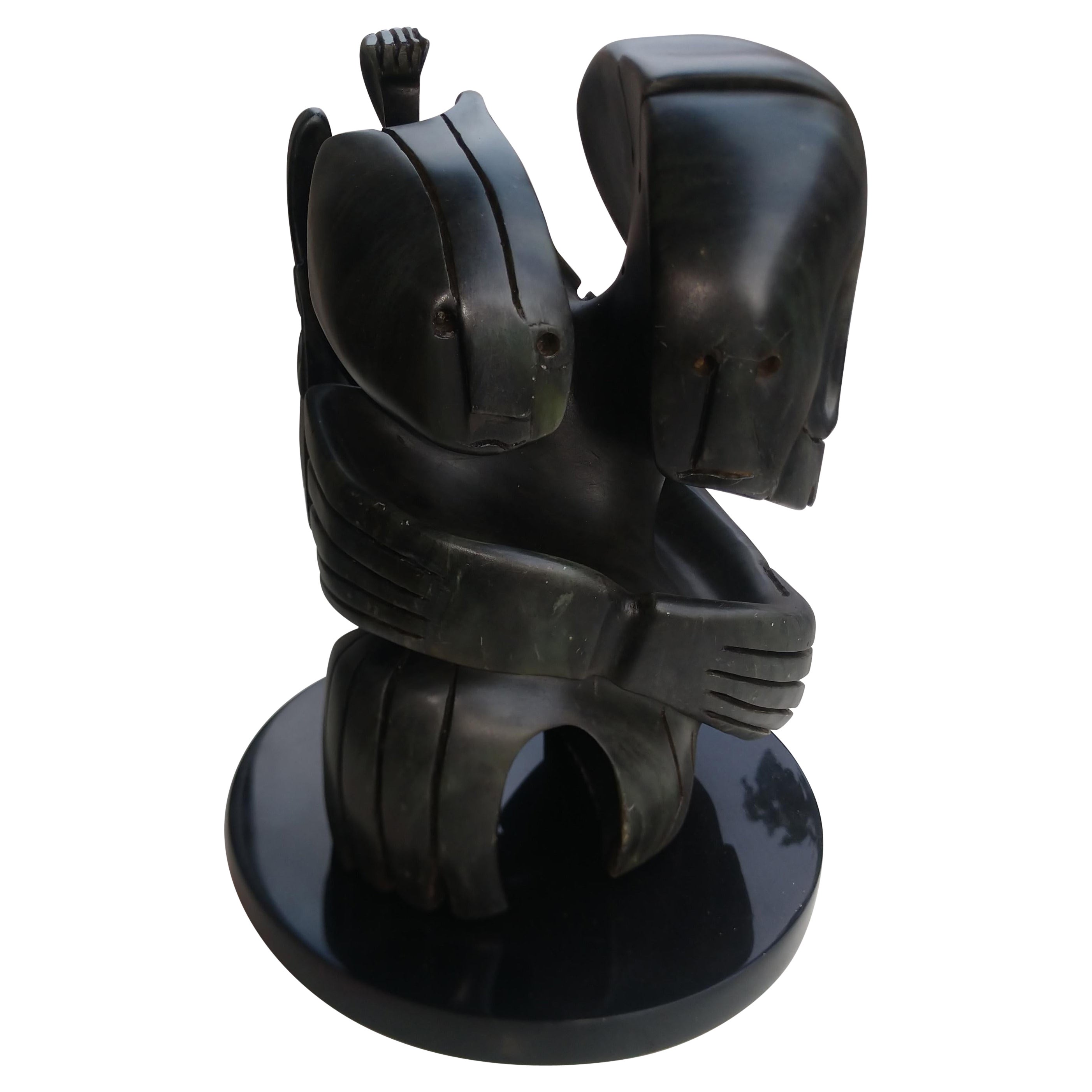 Américain Figures sculpturales abstraites en pierre sculptée de l'artiste Louise Abrams, du milieu du siècle dernier en vente