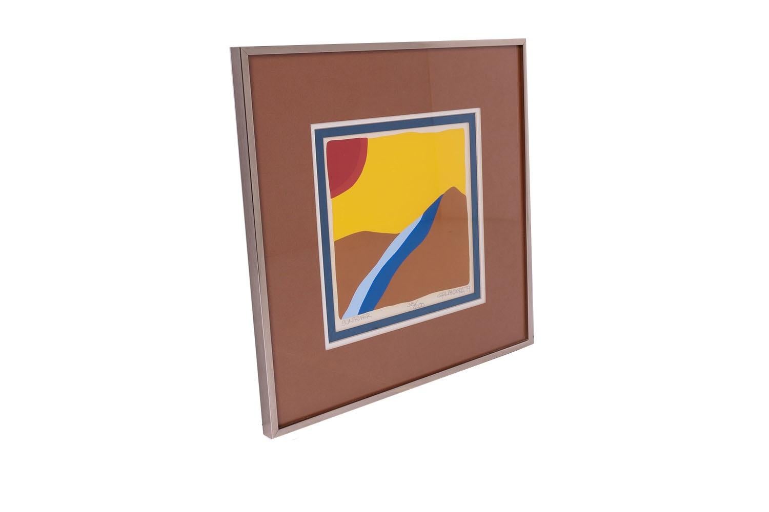 Mid Century Abstract Silkscreen C. Daniel Gelakoska Framed For Sale 3