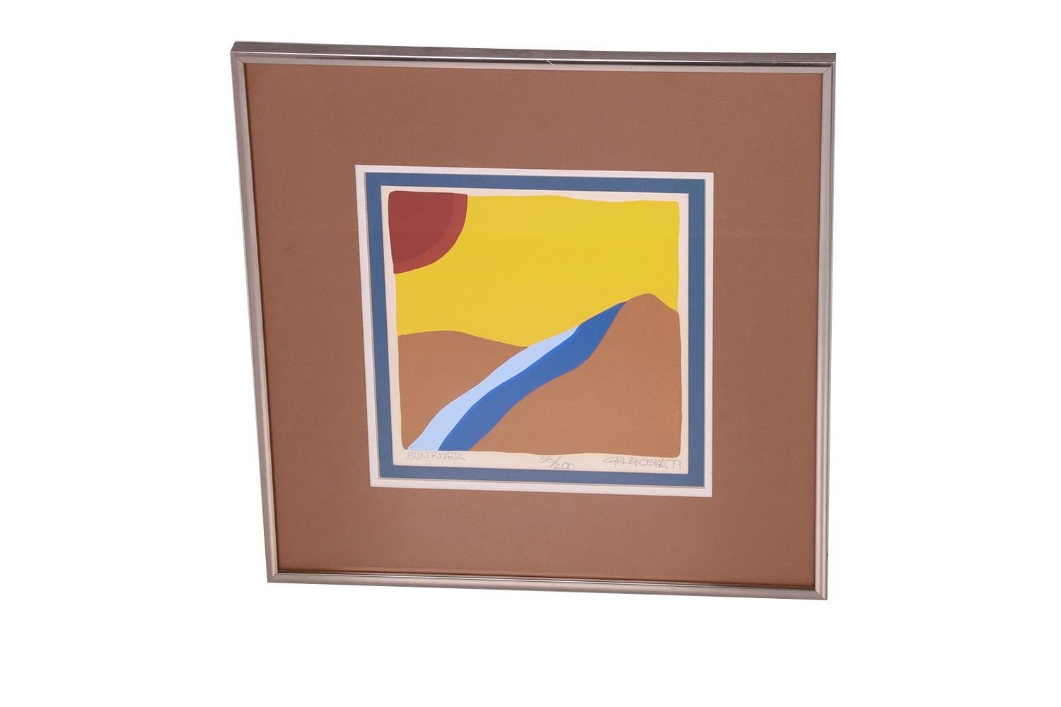 Mid-Century Modern Mid Century Abstract Silkscreen C. Daniel Gelakoska Framed For Sale