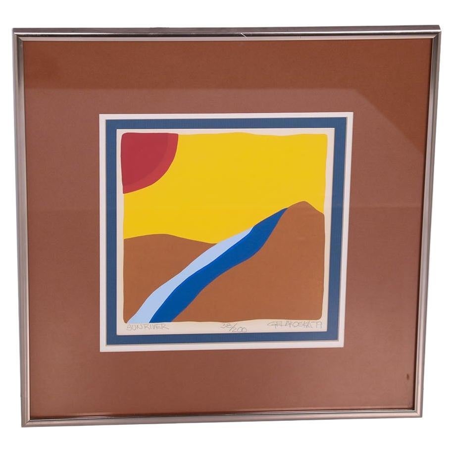 Mid Century Abstract Silkscreen C. Daniel Gelakoska Framed For Sale
