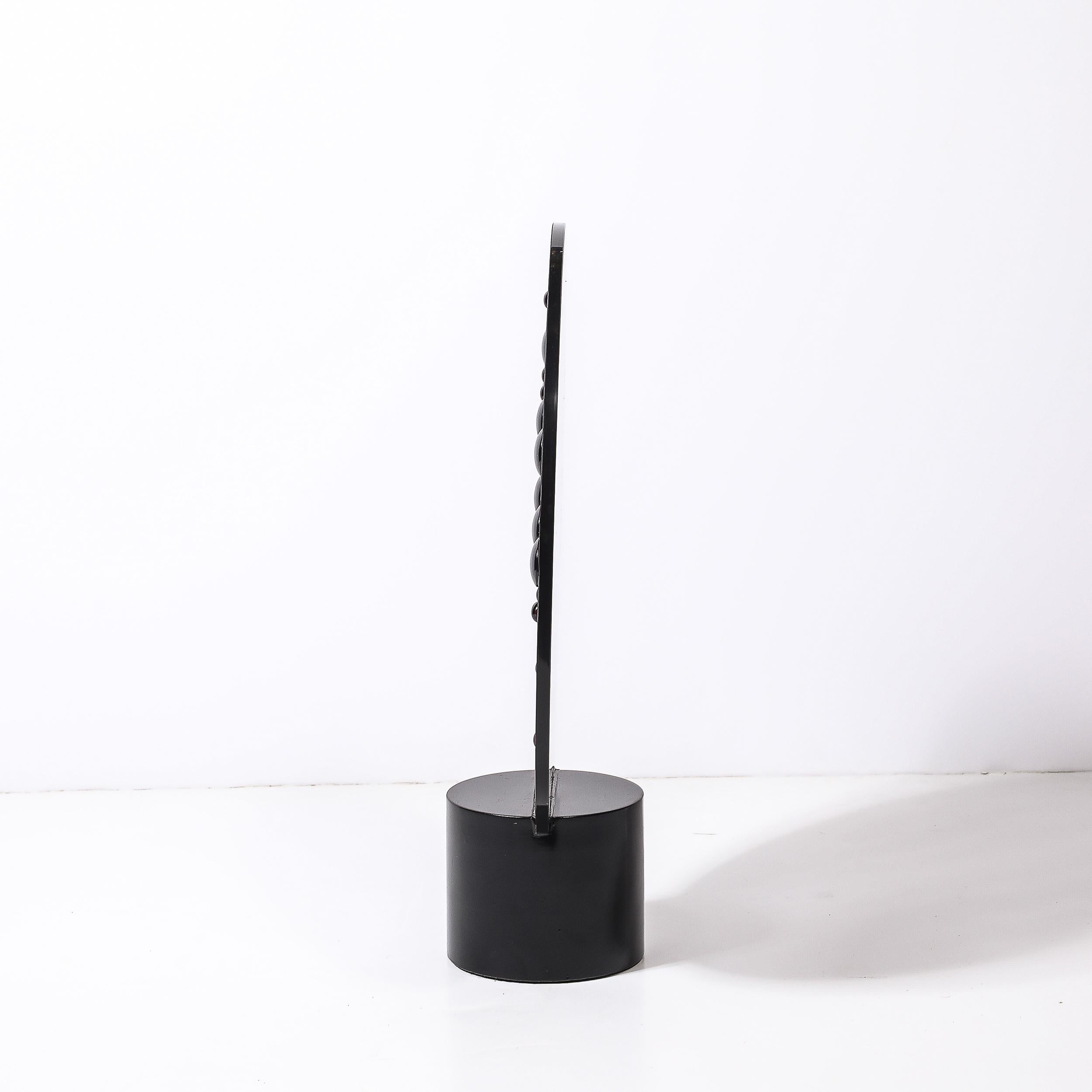 Mid-Century Abstract Smoked Glass Frosted Detailed Disc Sculpture signed T Saul For Sale 2