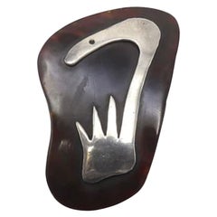 Spilla astratta di metà secolo in argento sterling di Taxco Mexico