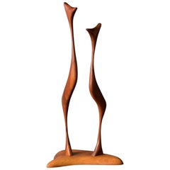 Mid Century Abstract Teak Birds Sculpture
