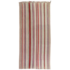 Mid Century Abstract Turkish Striped Kilim Wide Runner