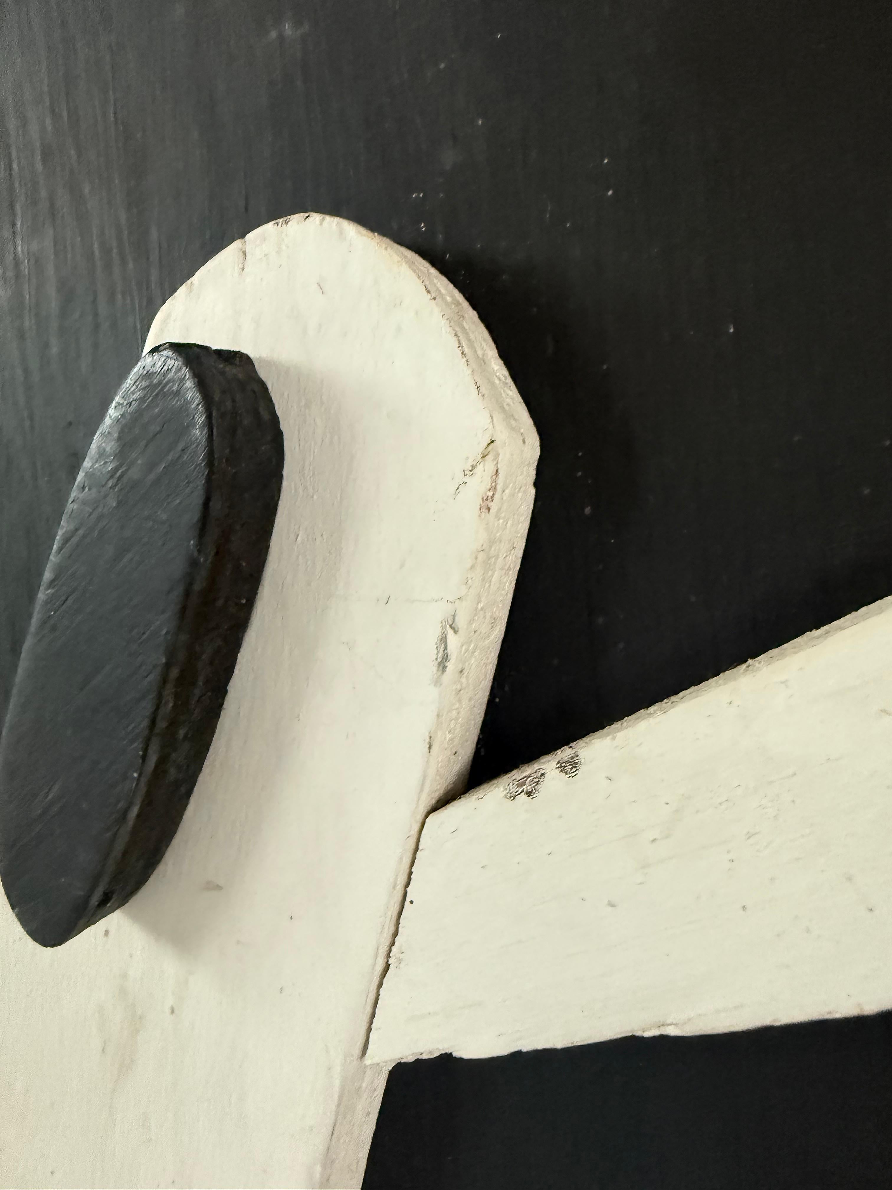 Hand-Painted Mid-century  Abstract Wood Relief Wall Sculpture Picasso Inspired For Sale
