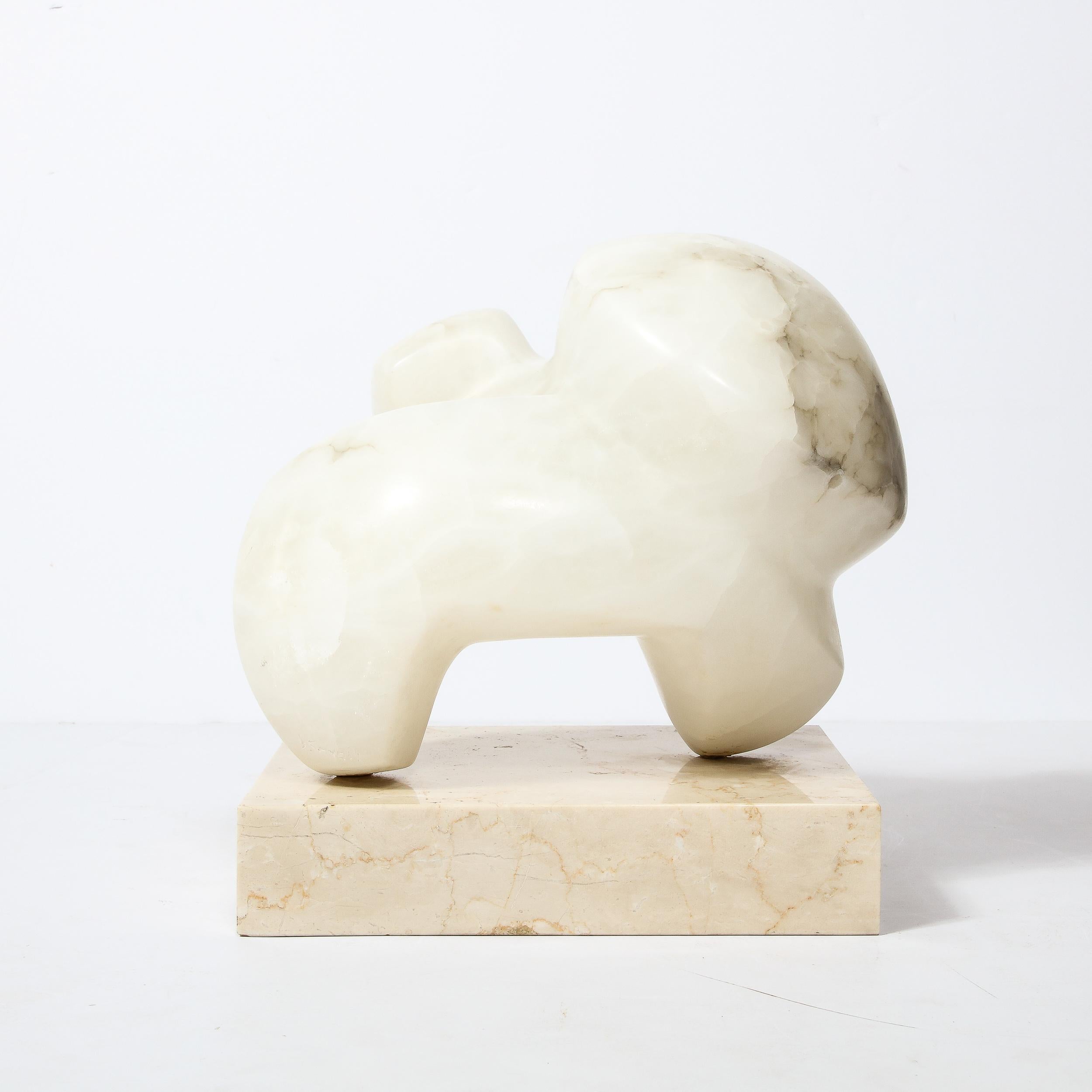 Mid-Century Modern Mid-Century Abstracted Alabaster Organic Sculpture signed by Julie Small Gambly For Sale