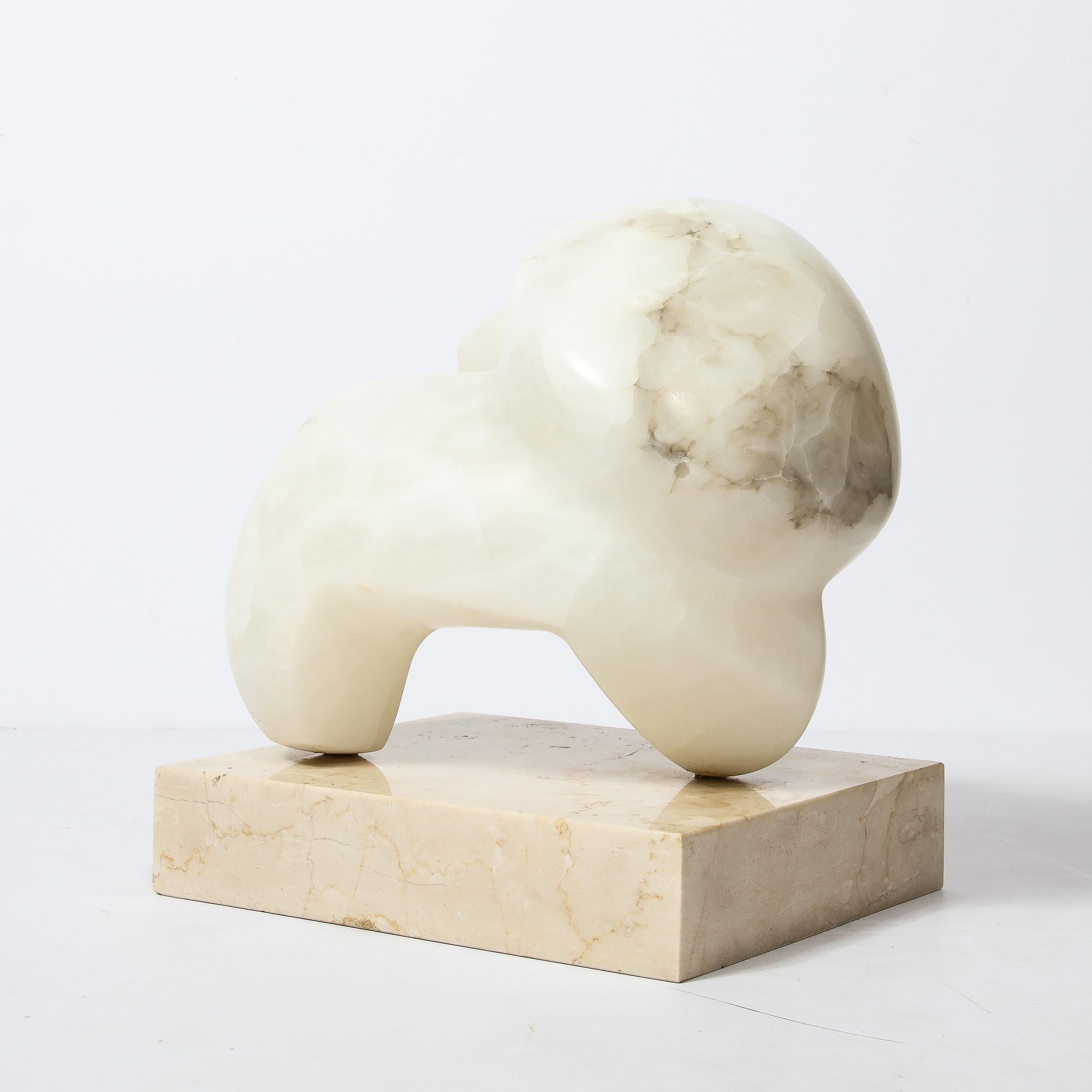 American Mid-Century Abstracted Alabaster Organic Sculpture signed by Julie Small Gambly