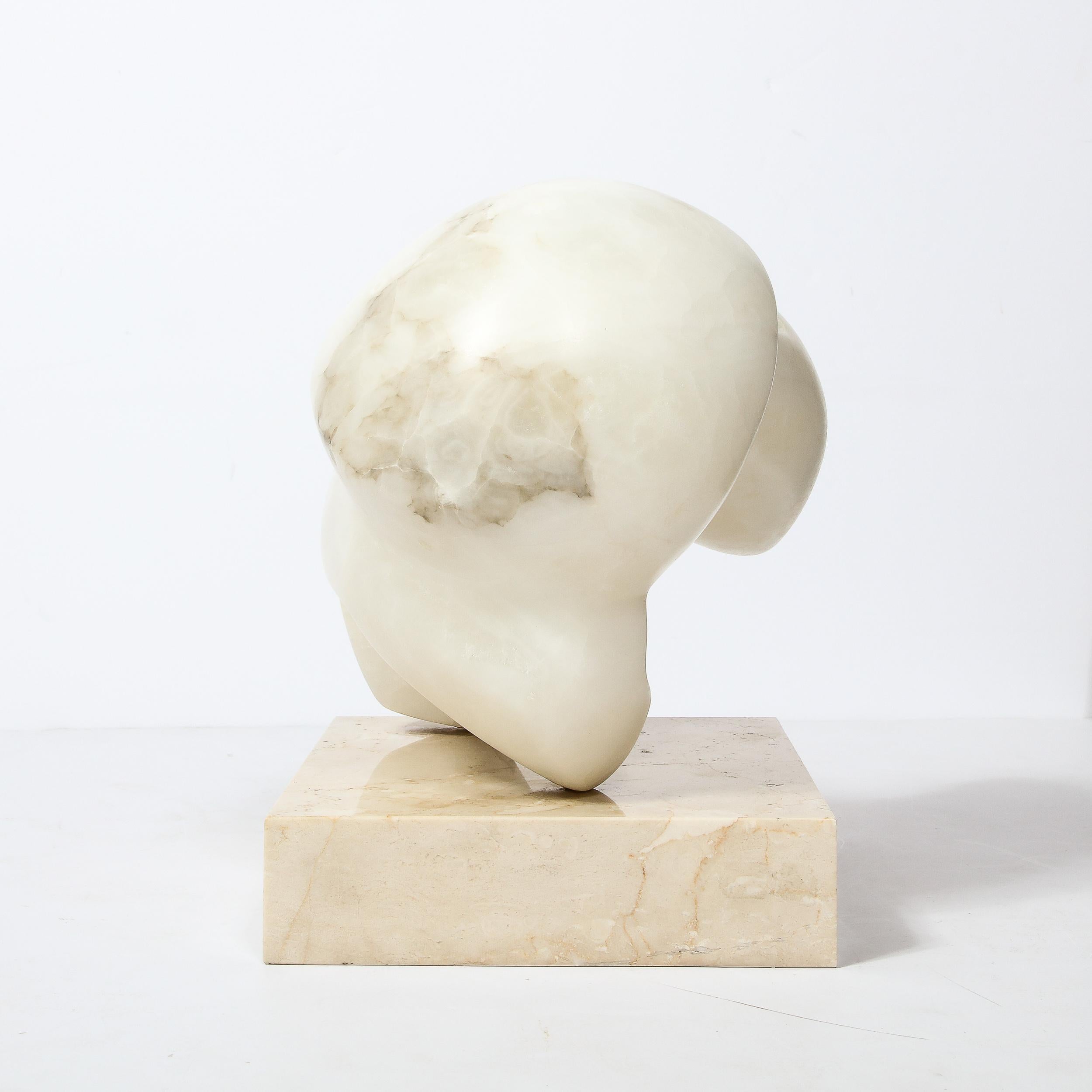 Mid-Century Abstracted Alabaster Organic Sculpture signed by Julie Small Gambly In Excellent Condition For Sale In New York, NY