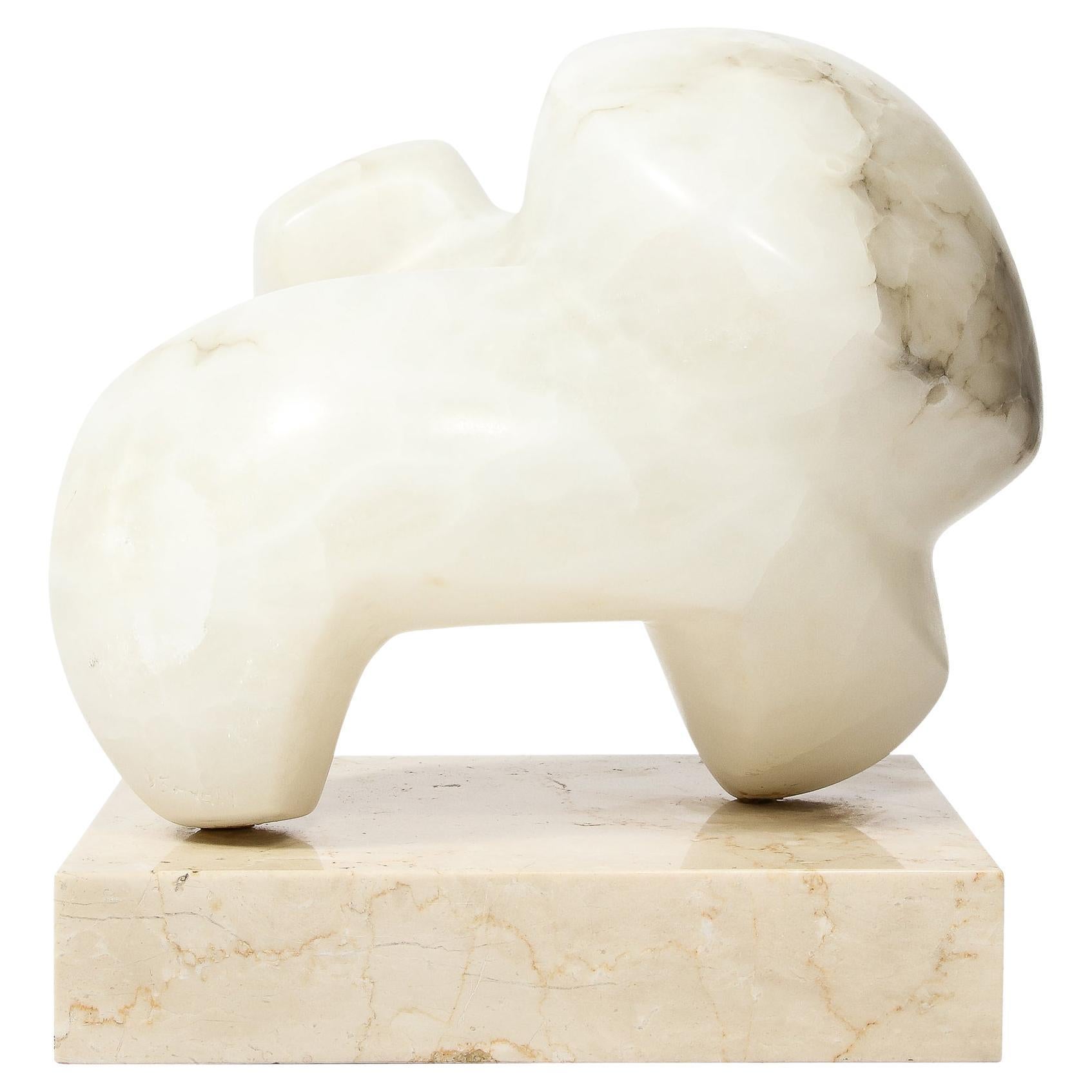 Mid-Century Abstracted Alabaster Organic Sculpture signed by Julie Small Gambly For Sale