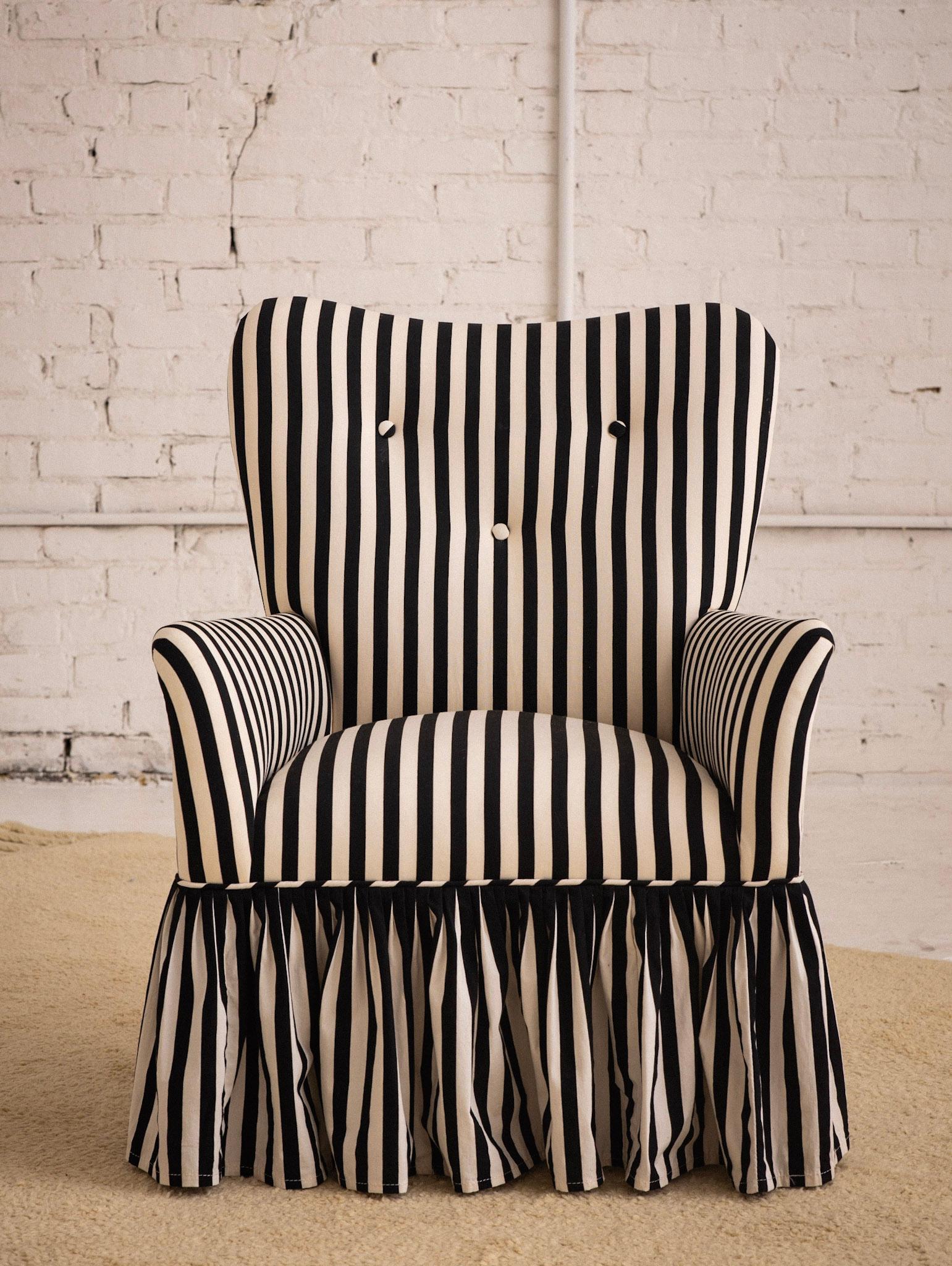 black and white stripe accent chair
