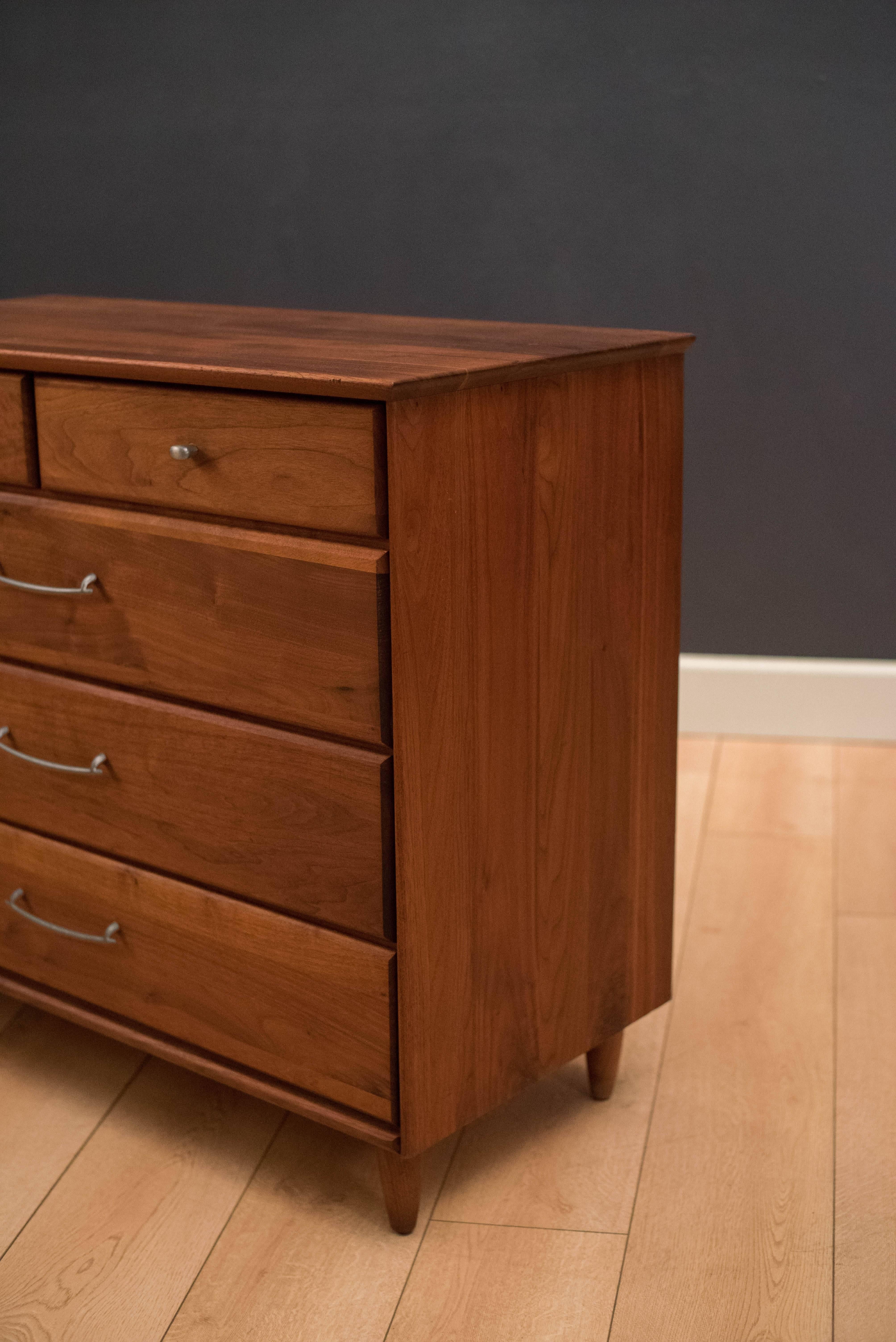 Mid Century Ace-Hi Solid Walnut Dresser Chest In Good Condition In San Jose, CA