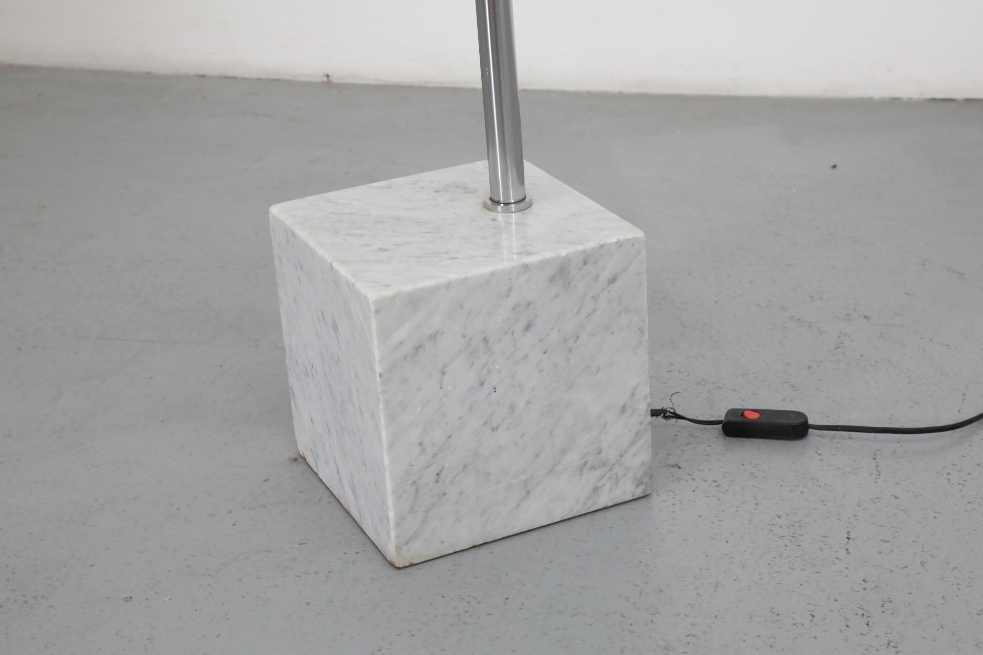 Mid-Century Achille Castiglioni Inspired Standing Arc Lamp with Marble Cube Base 7