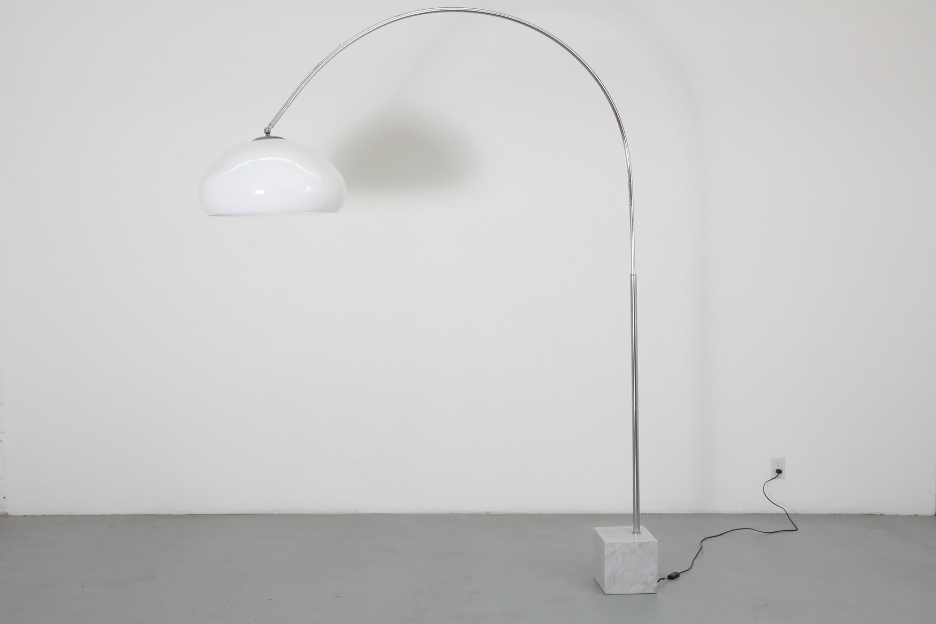 Mid-Century Achille Castiglioni Inspired Standing Arc Lamp with Marble Cube Base 11
