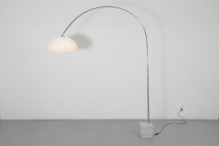 Mid-Century Achille Castiglioni Inspired Standing Arc Lamp with Marble Cube Base