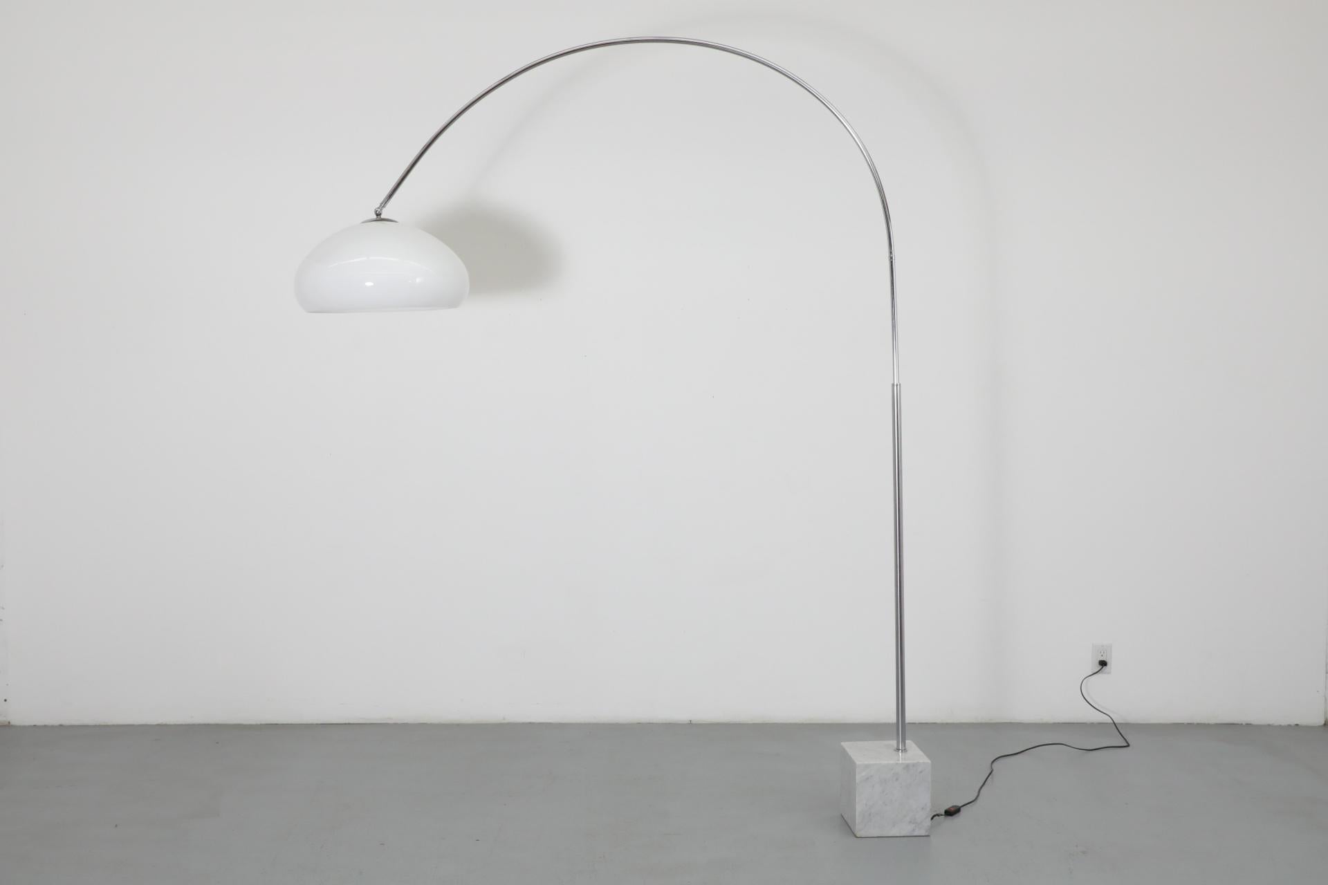 Mid-Century Modern Mid-Century Achille Castiglioni Inspired Standing Arc Lamp with Marble Cube Base