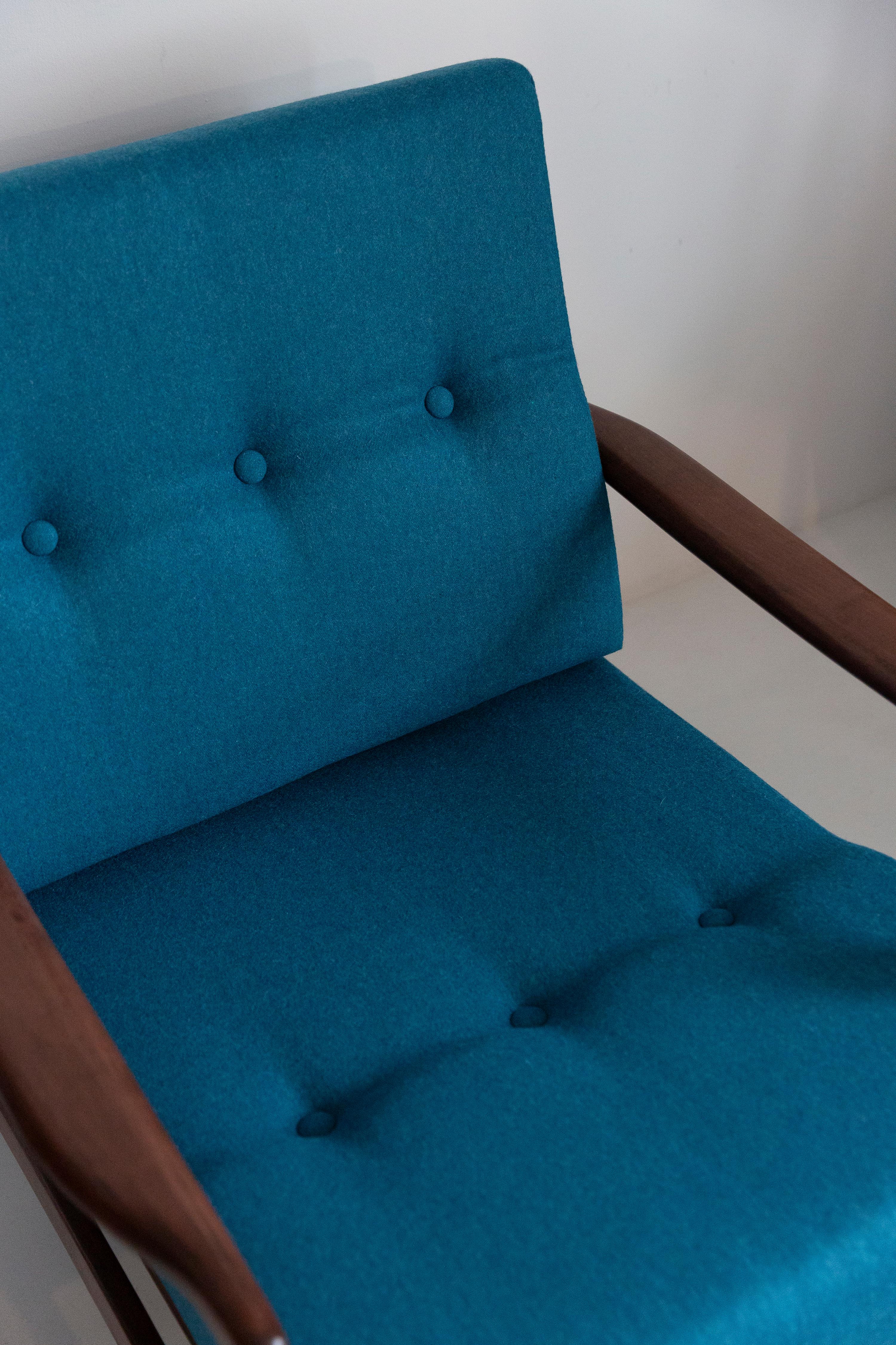 Sessel aus blauer Wolle aus der Mitte des Jahrhunderts, Zenon Baczyk, Polen, 1960er Jahre im Angebot 11