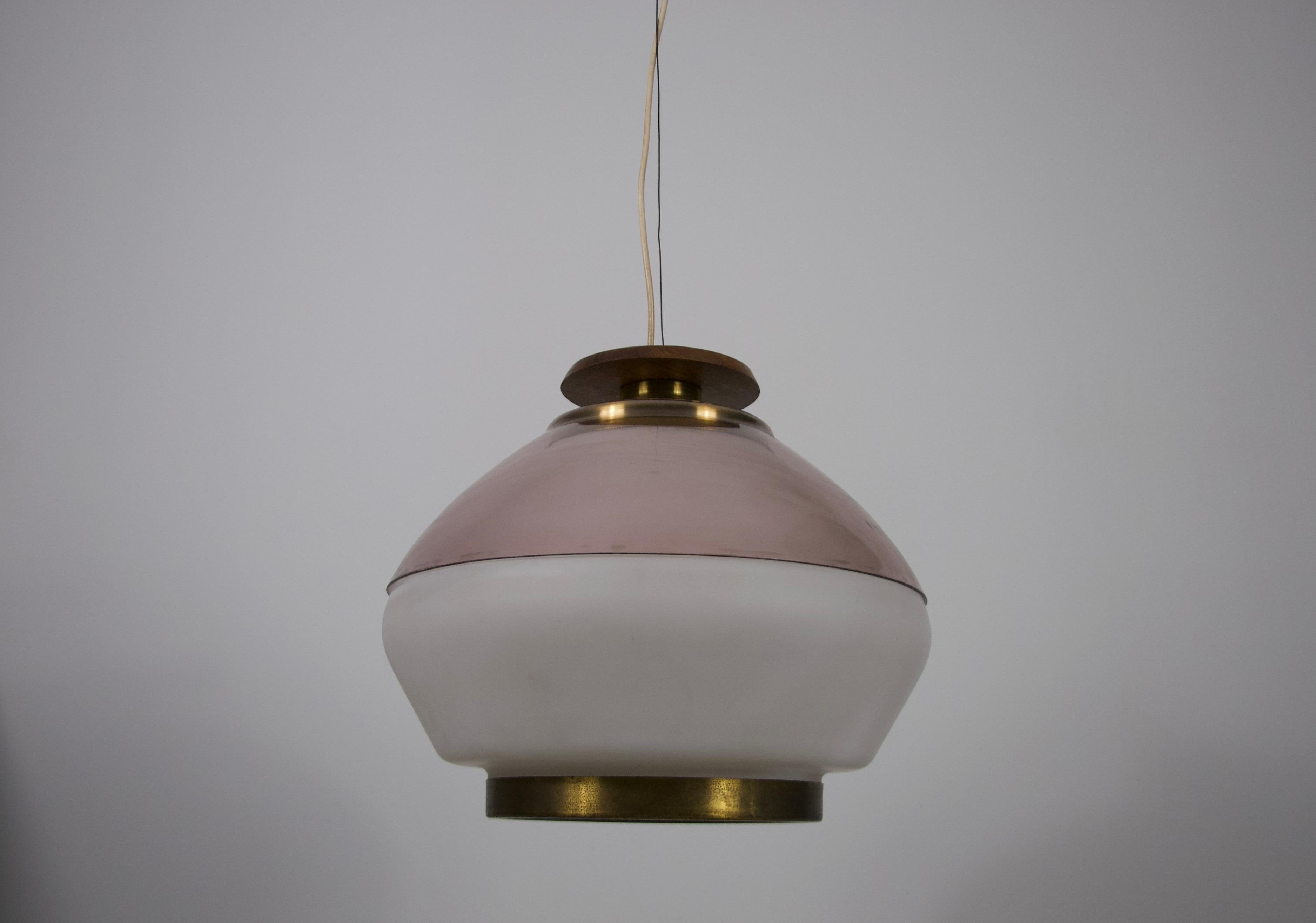 Mid-Century Modern Mid-Century Acrylic and Opaline Glass Ceiling Lamp by Stilnovo, Italy, 1960s For Sale