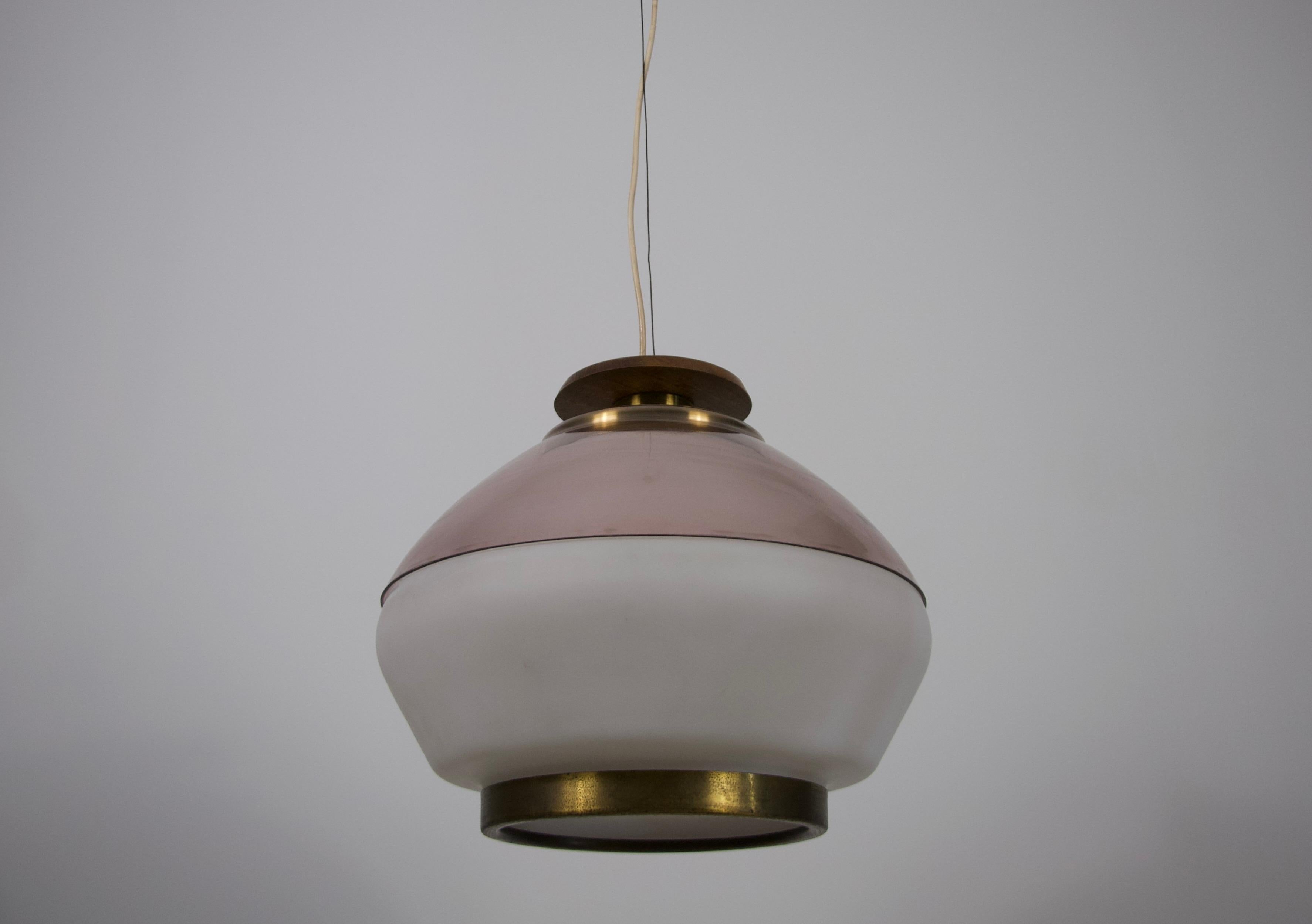 Italian Mid-Century Acrylic and Opaline Glass Ceiling Lamp by Stilnovo, Italy, 1960s For Sale