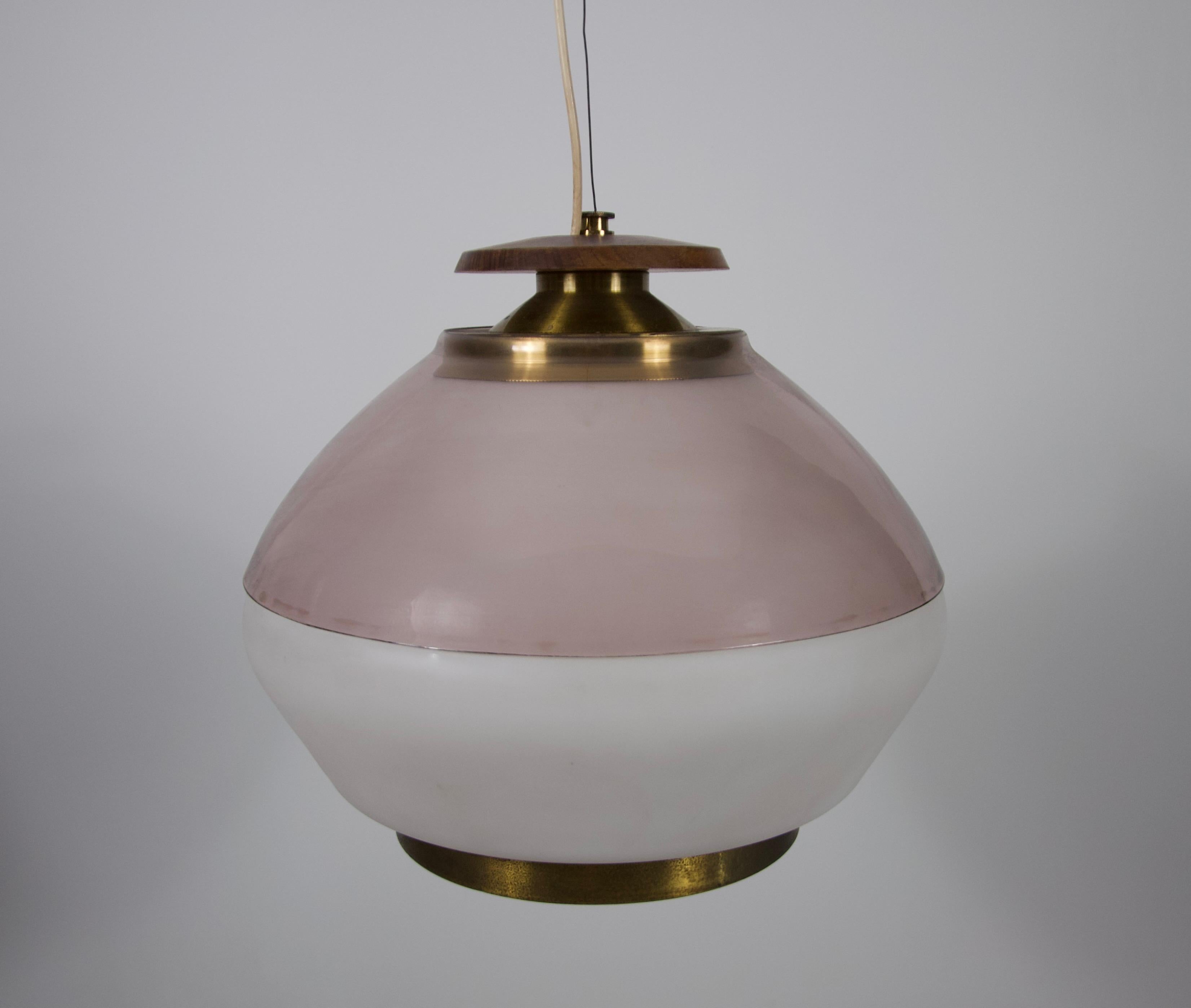 Mid-20th Century Mid-Century Acrylic and Opaline Glass Ceiling Lamp by Stilnovo, Italy, 1960s For Sale