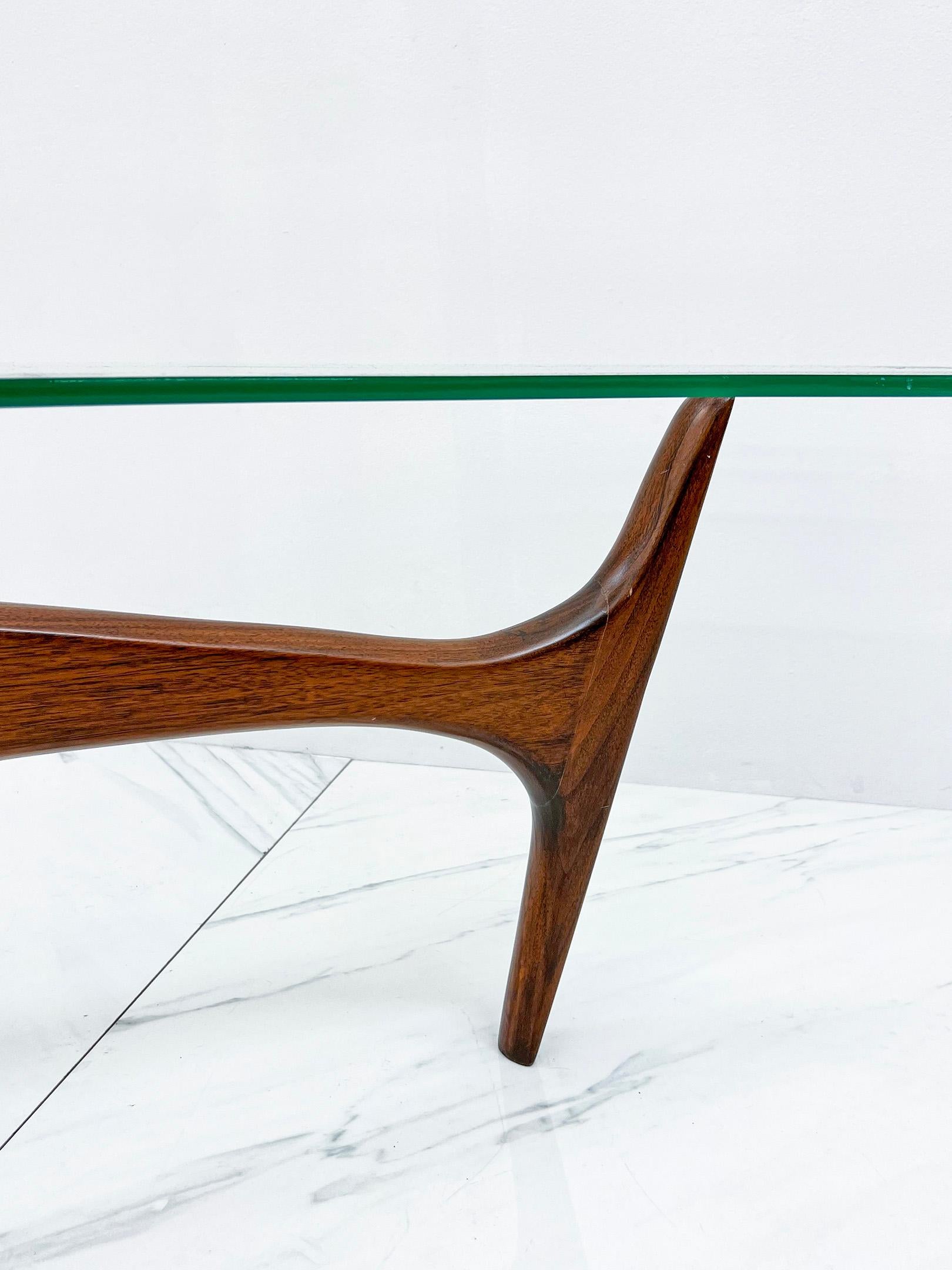 Mid-Century Modern Midcentury Acrylic and Walnut Biomorphic Coffee Table 