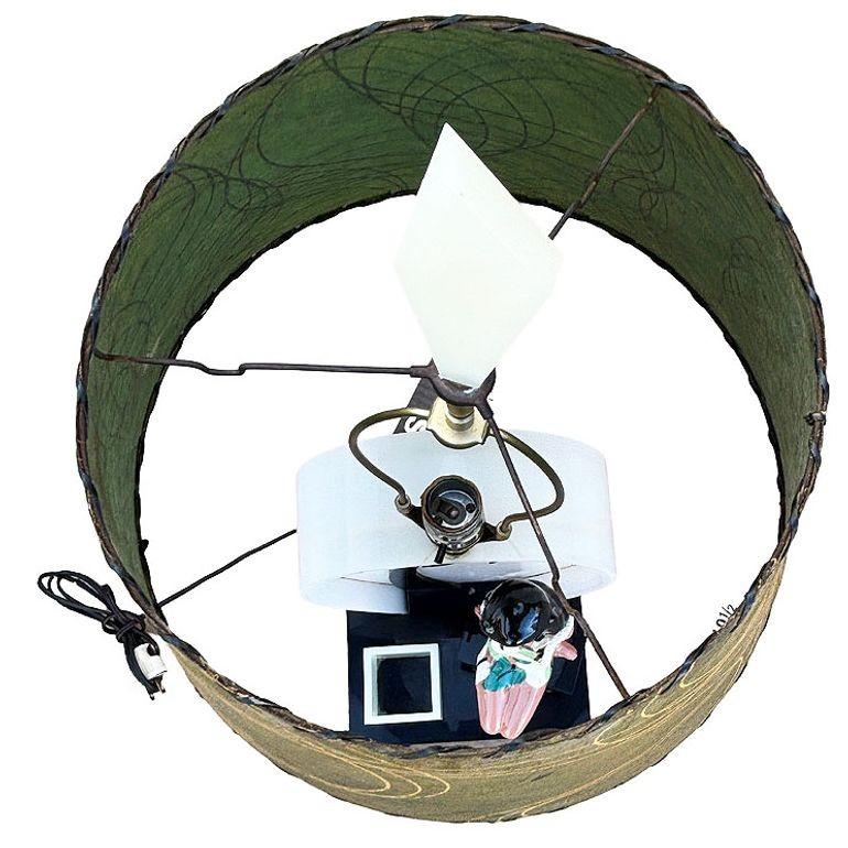 Lámpara de sobremesa acrílica de mediados de siglo Hula Girl Silueta de palmera de medianoche by Moss en venta 1