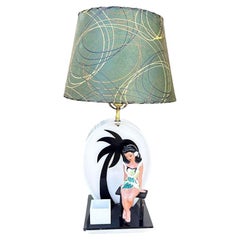 Hula Girl Mitternachtspalme Silhouette Tischlampe aus Acryl aus der Mitte des Jahrhunderts von Moss