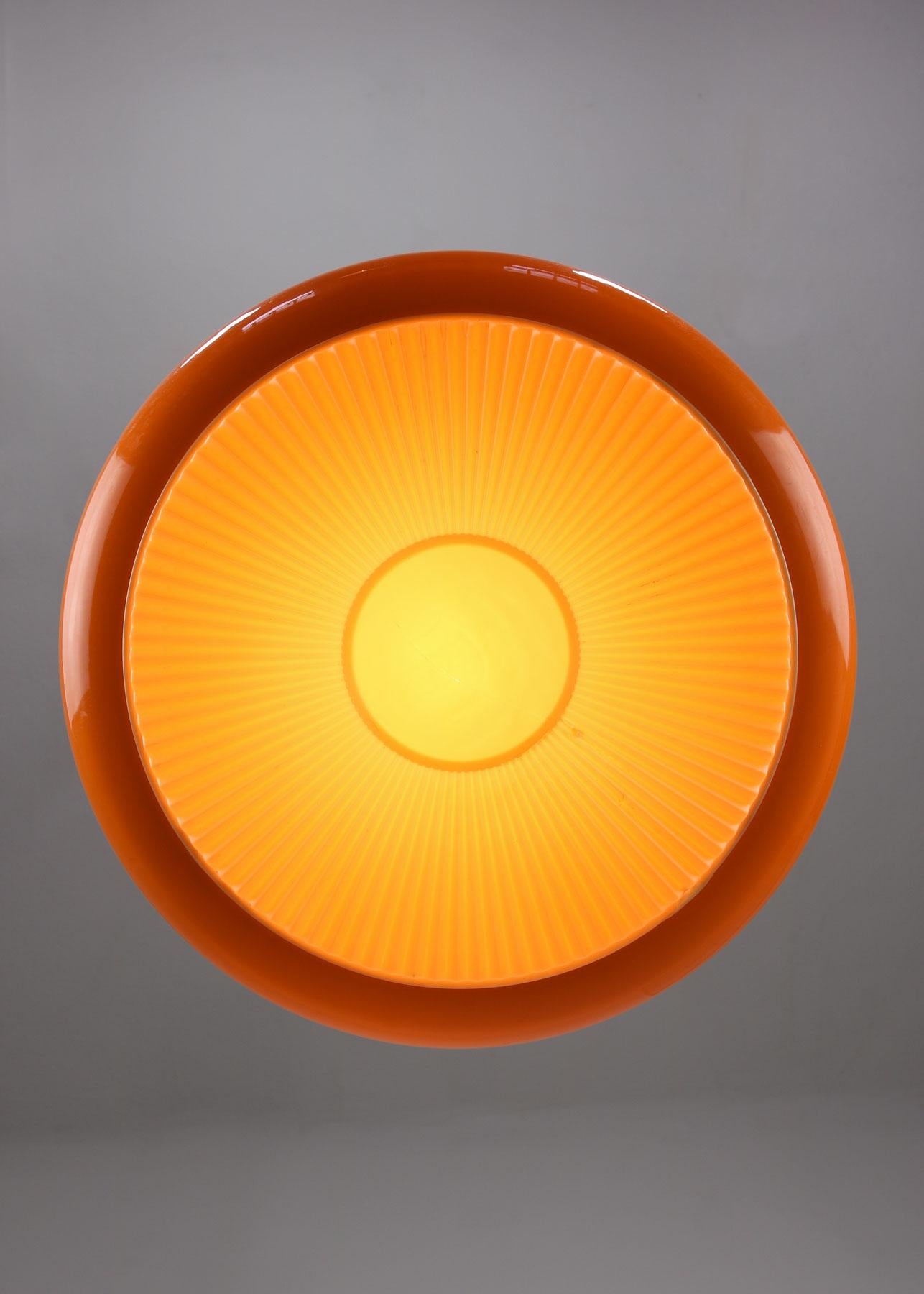 Mid-century Acrylic Italian Orange Pendant Lamp For Sale 8