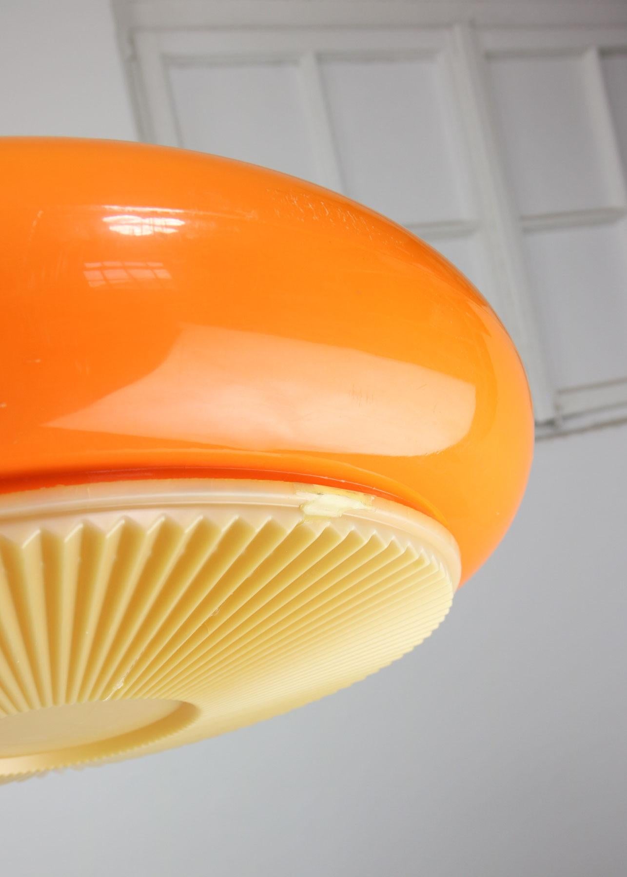 Mid-century Acrylic Italian Orange Pendant Lamp For Sale 12