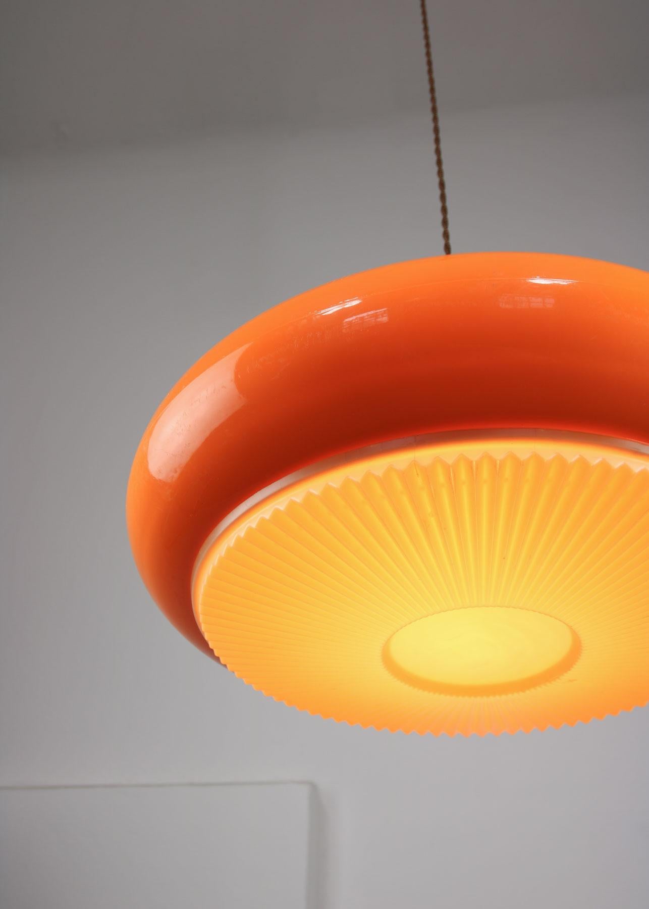20th Century Mid-century Acrylic Italian Orange Pendant Lamp For Sale