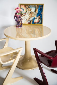 Midcentury Acrylic Leopard Painting, Gold Wood Frame, 1960s, Europe