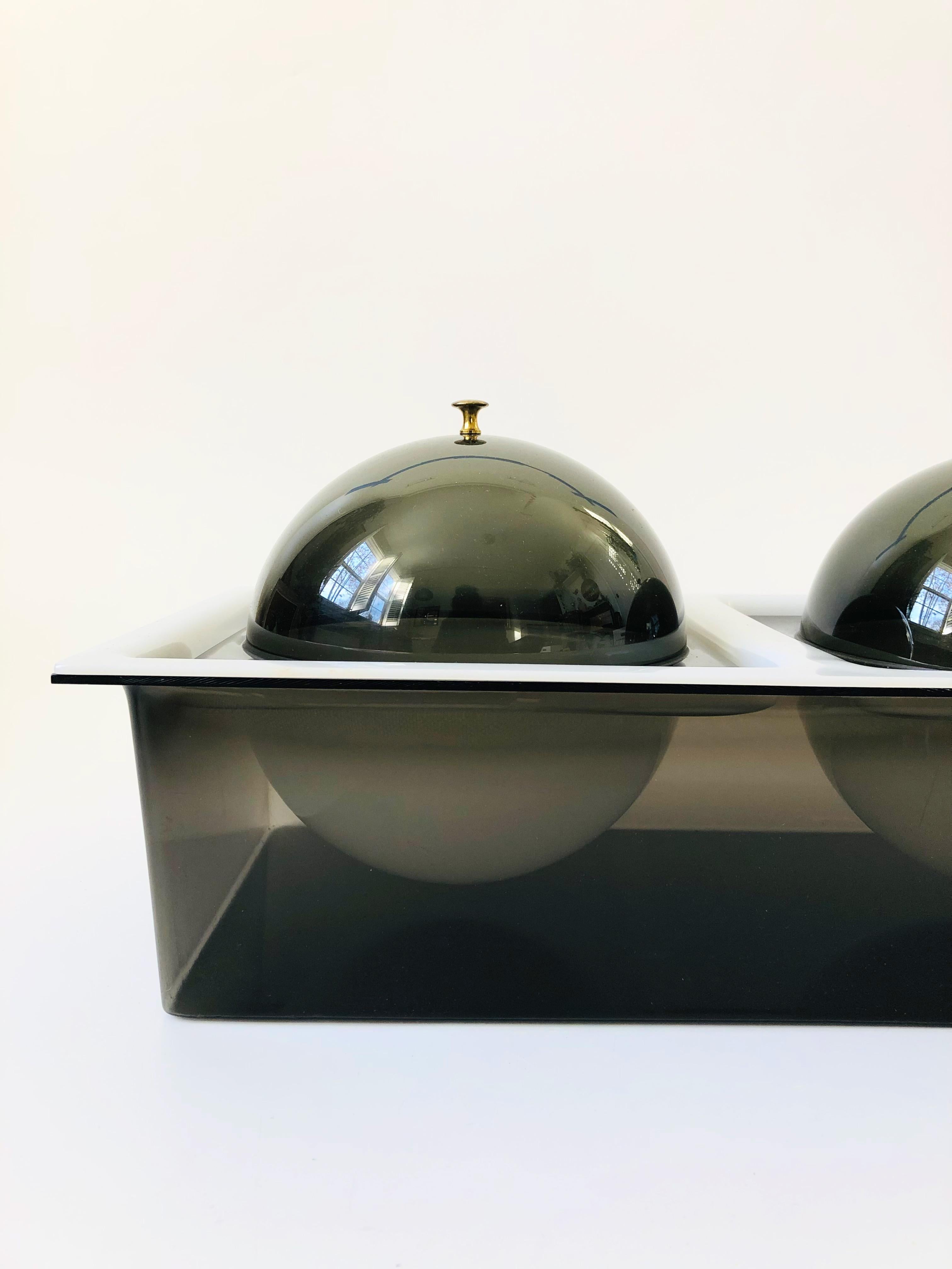 20th Century Mid Century Acrylic Orb Lidded Serving Dish