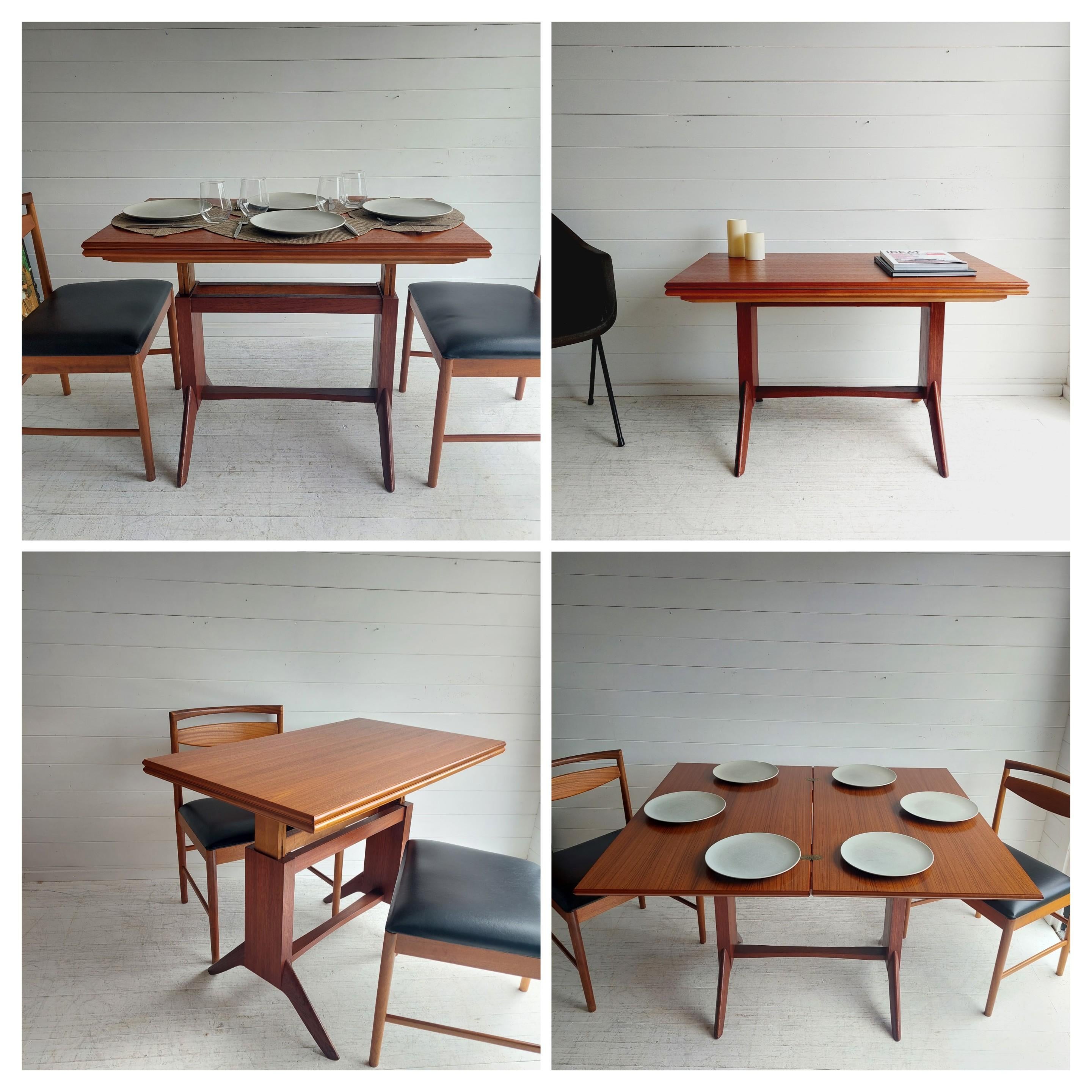 Mid Century adjust. & extend. teak coffee / dining table by Wilhelm Renz, 1950s For Sale 10