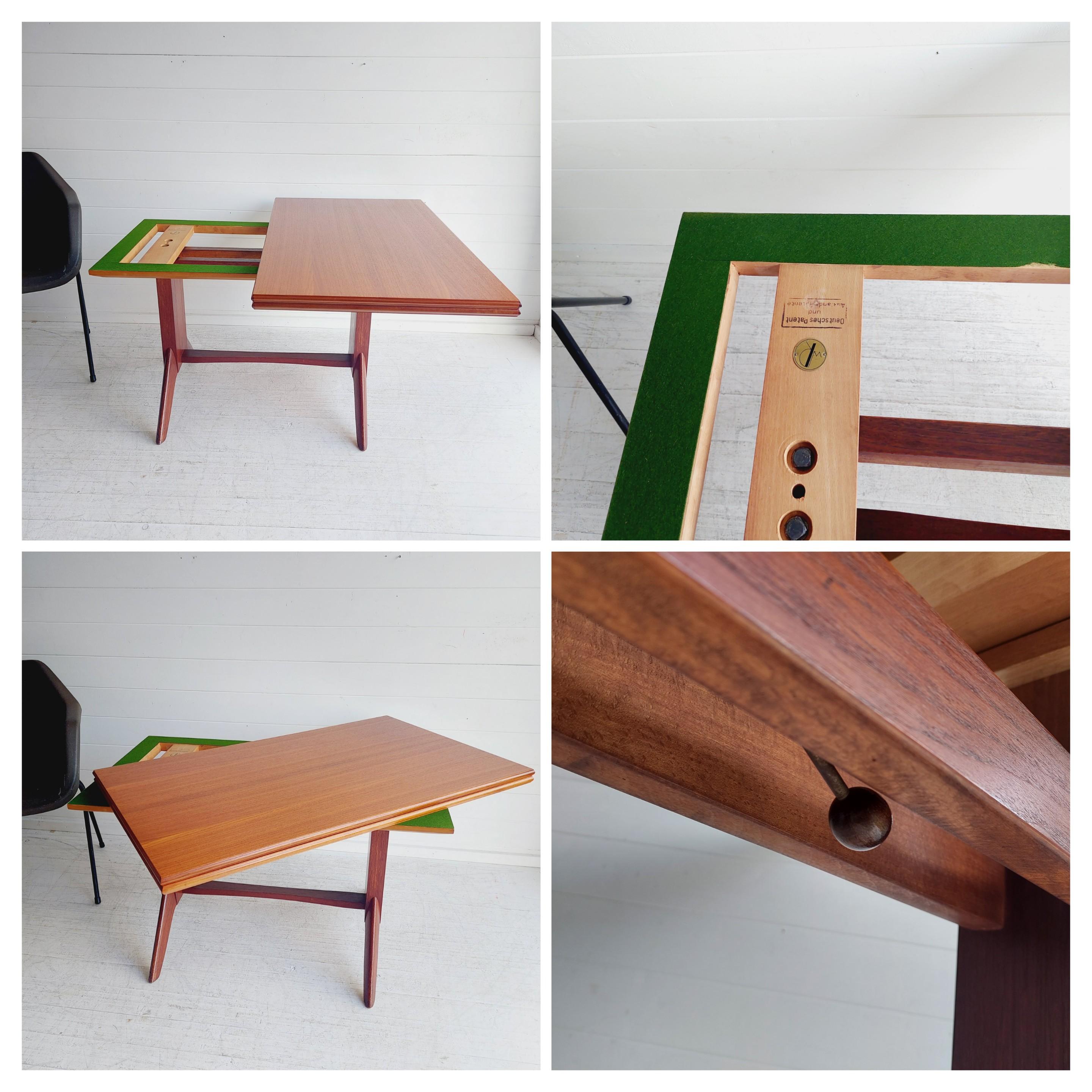 Mid Century adjust. & extend. teak coffee / dining table by Wilhelm Renz, 1950s For Sale 11