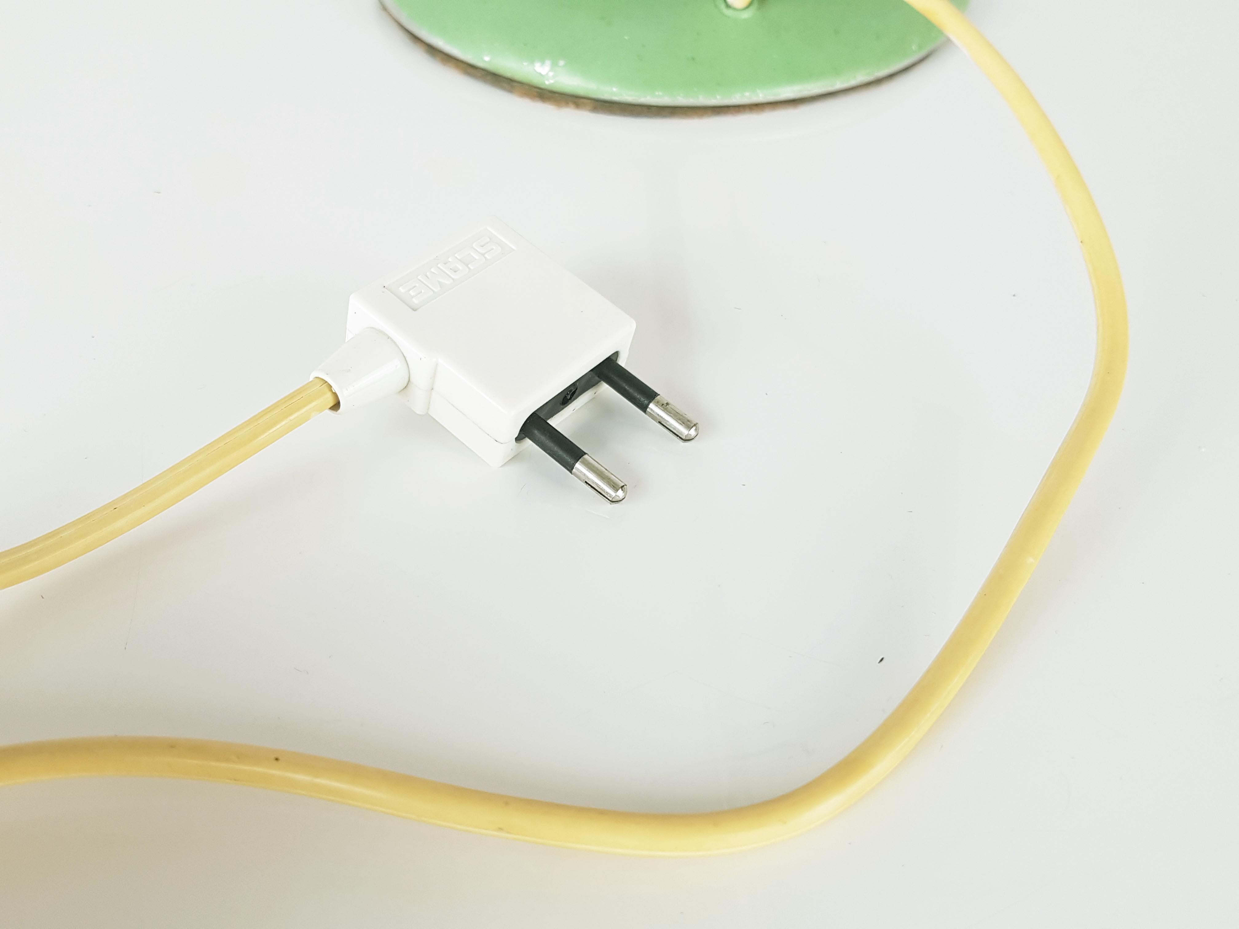 Midcentury Adjustable Aqua Green Metal & Brass Table Lamp For Sale 3