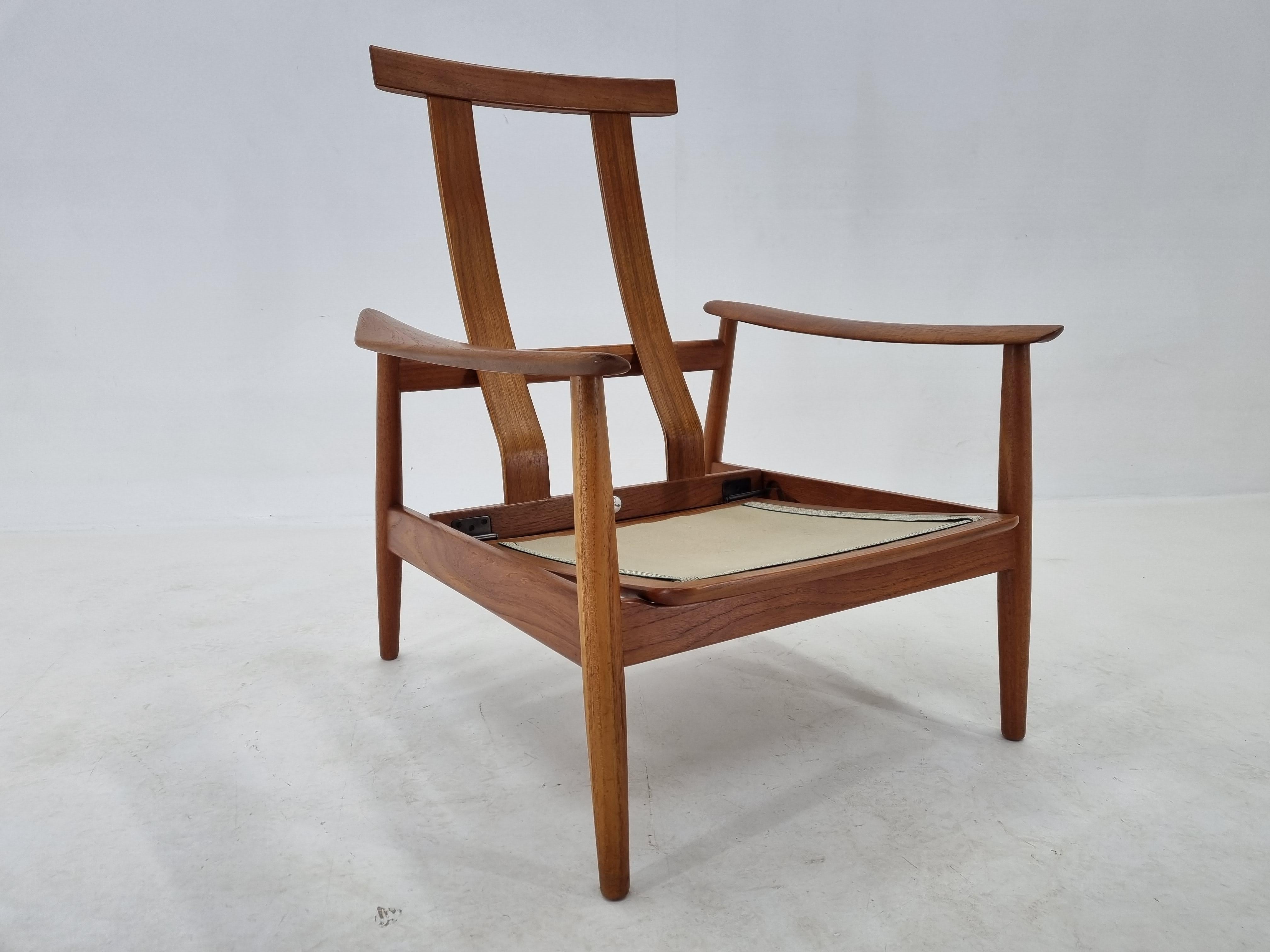 Verstellbarer Sessel aus der Mitte des Jahrhunderts für France & Sn, Arne Vodder, Dänemark, 1960er Jahre (Stoff) im Angebot