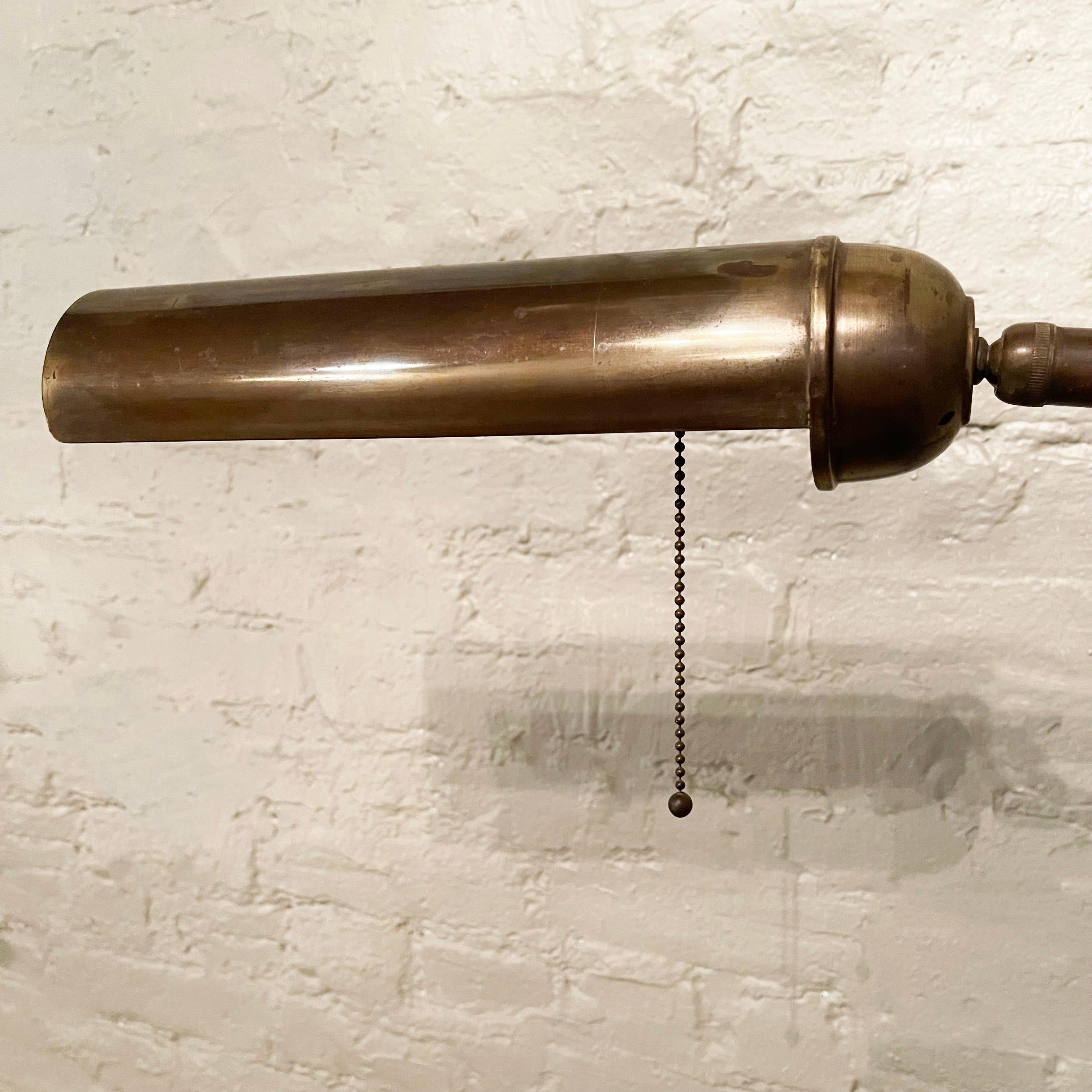 American Mid-Century Adjustable Brass Library Reading Floor Lamp