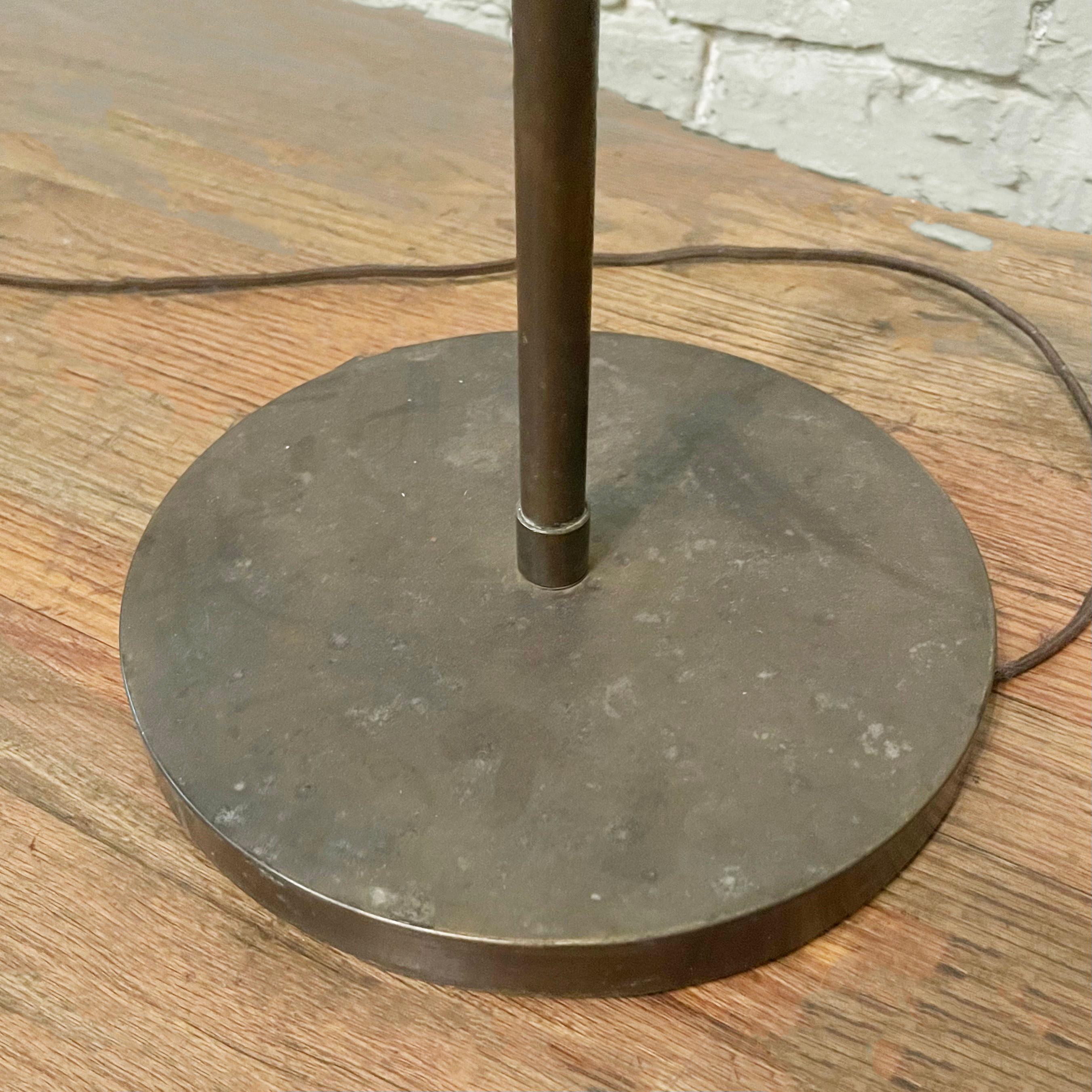 Mid-Century Adjustable Brass Library Reading Floor Lamp For Sale 1