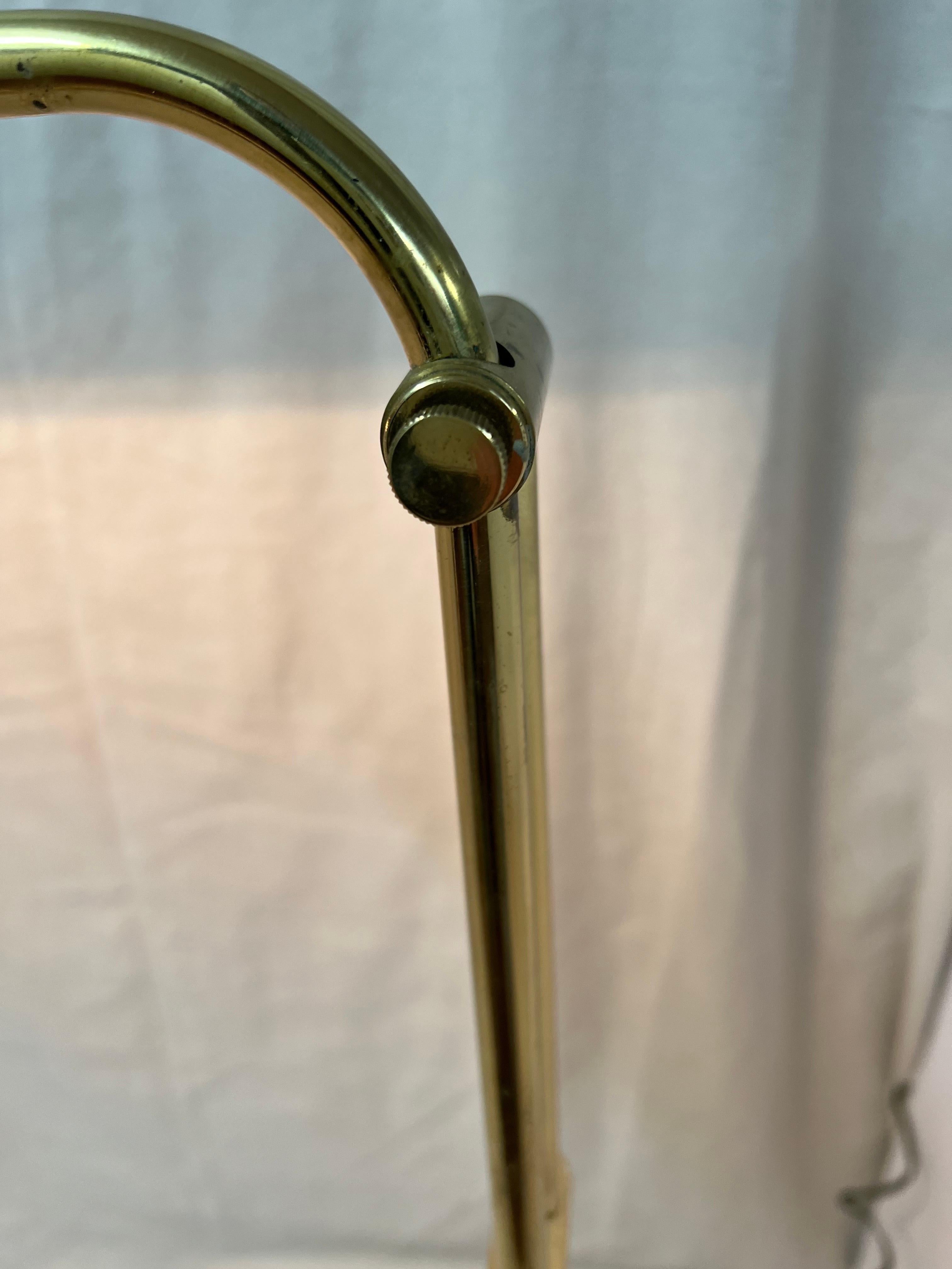 Mid Century Adjustable Brass Pharmacy Floor Lamp In Good Condition In Redding, CT